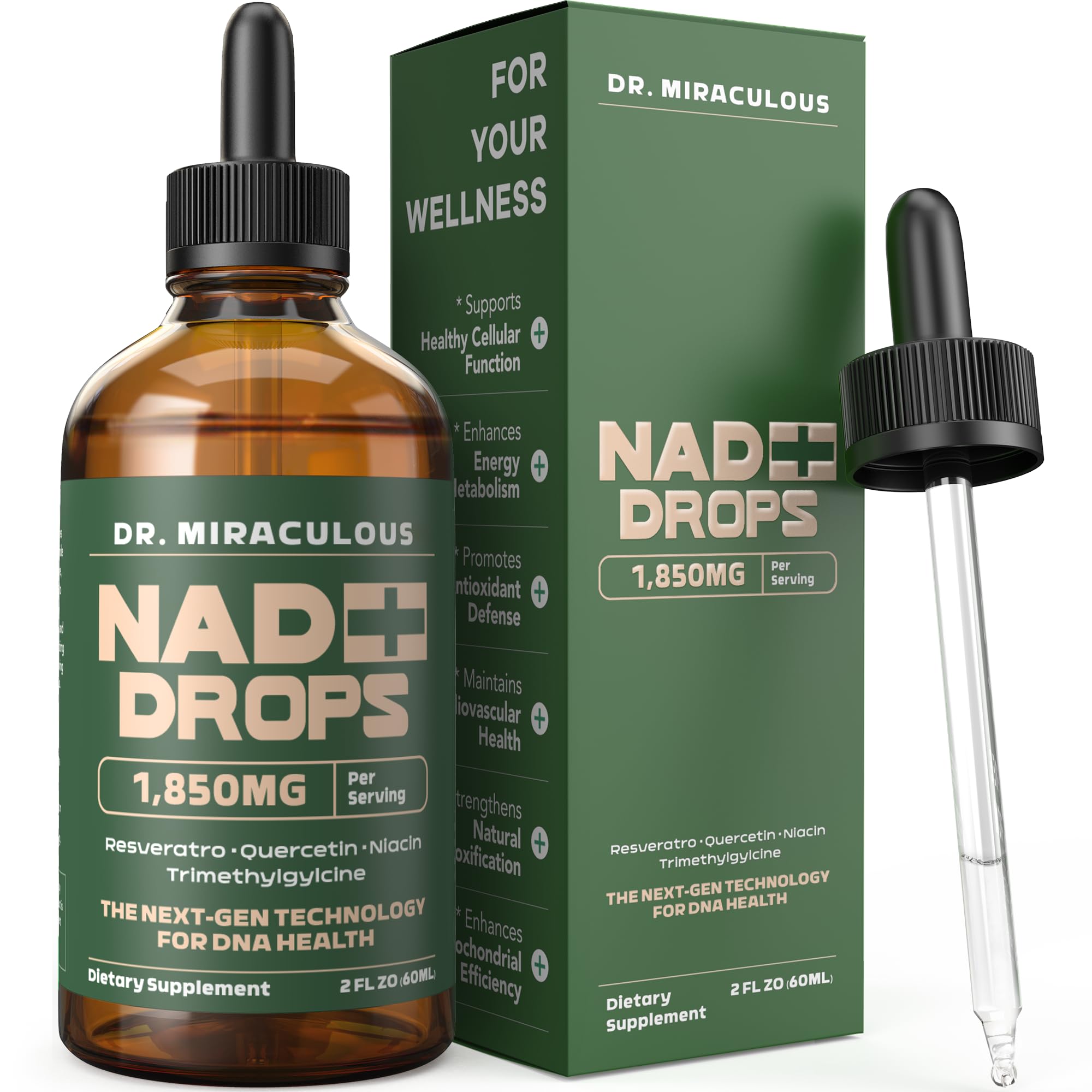 Dr. Miraculous Pure NAD+ Supplements 1850mg Liquid Drops for Women & Man | Nicotinamide Riboside Organic NAD Plus Boosting Supplement - Natural Lemon Flavor Dr. Miraculous Au supplements