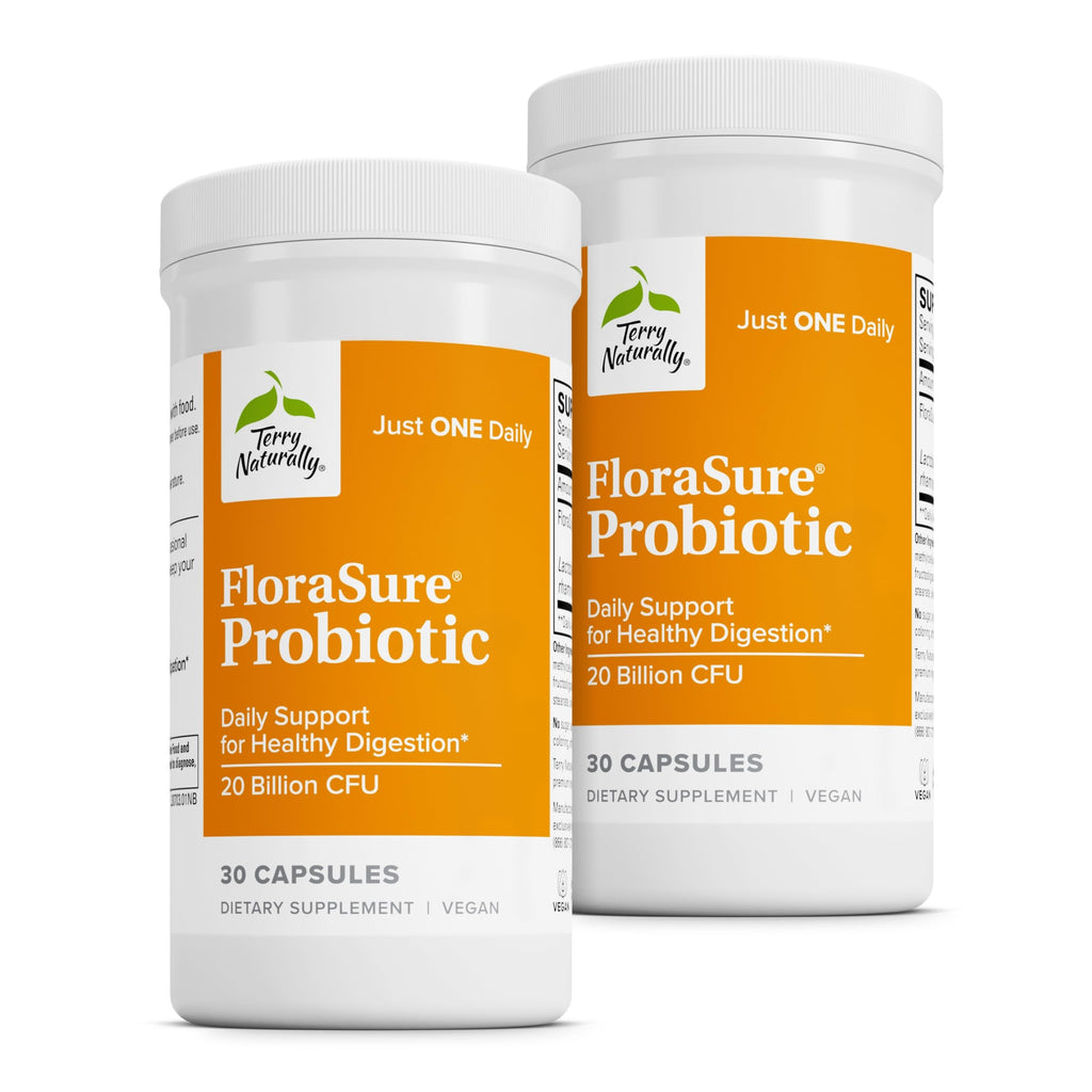 Terry Naturally FloraSure Probiotic - Digestion Supplement to Aid Against Occasional Bloating & Support Gas Relief - Gut Health Support with Bifidobacterium Bifidum - 30 Capsules (Pack of 2) Terry Naturally Au supplements