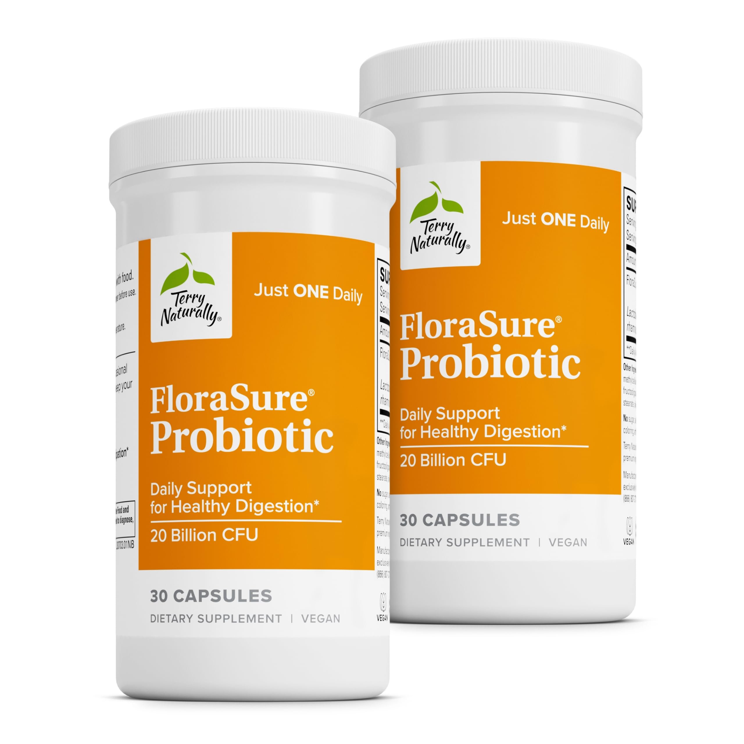Terry Naturally FloraSure Probiotic - Digestion Supplement to Aid Against Occasional Bloating & Support Gas Relief - Gut Health Support with Bifidobacterium Bifidum - 30 Capsules (Pack of 2) Terry Naturally Au supplements