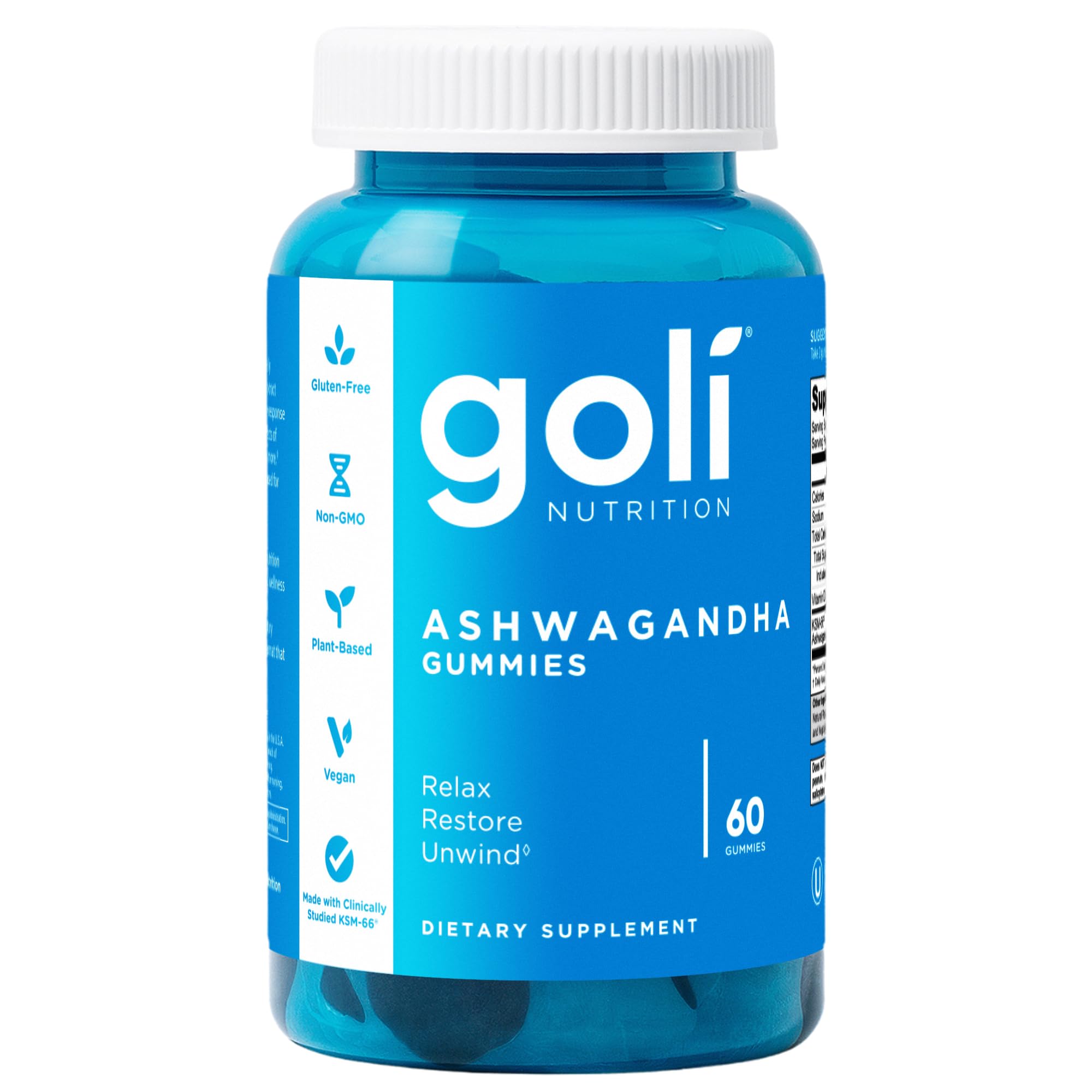 Goli Ashwagandha & Vitamin D Gummy - 60 Count - Mixed Berry, KSM-66, Vegan, Plant Based, Non-GMO, Gluten-Free & Gelatin Free Relax. Restore. Unwind, Pack of 1 Goli Au supplements