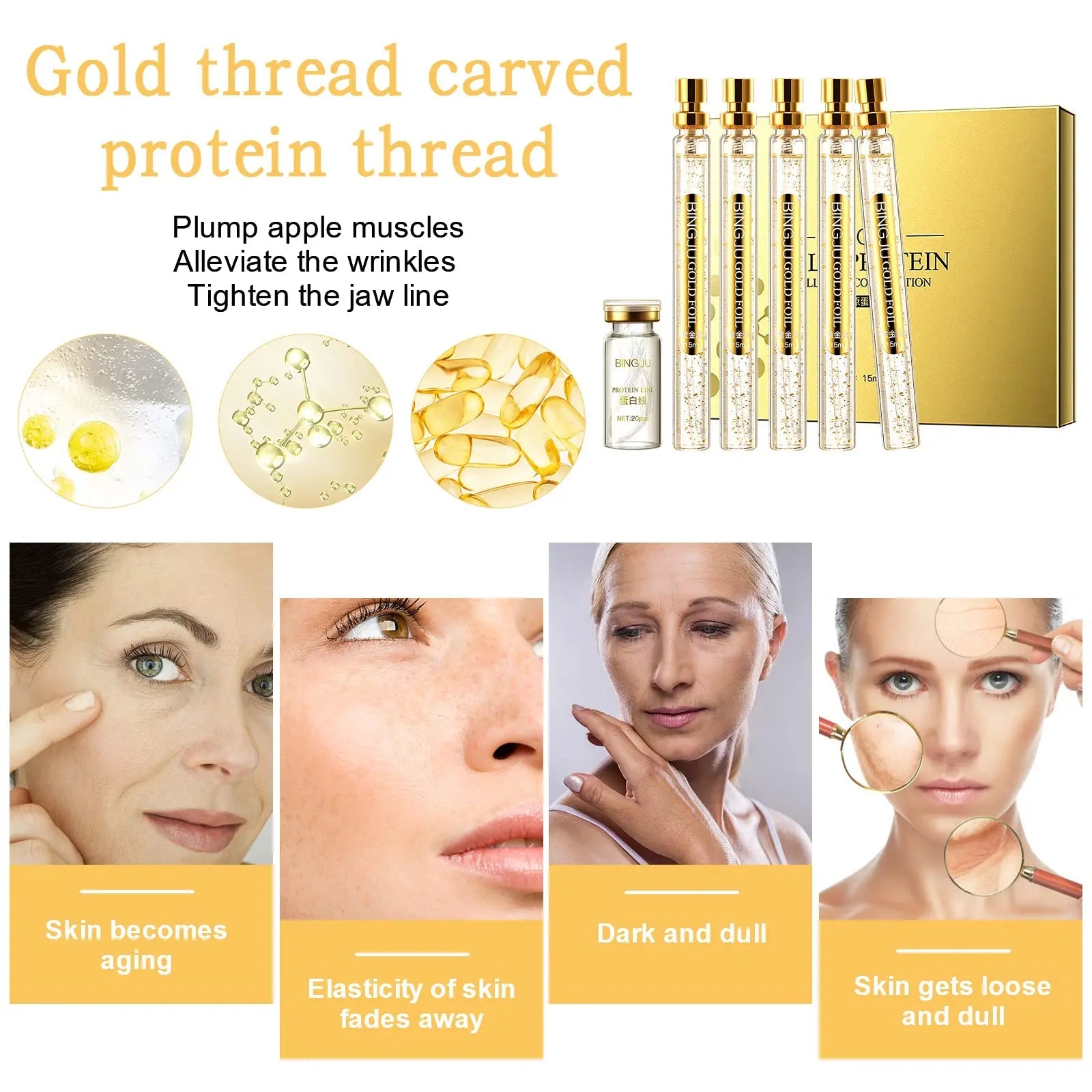 Instalift Korean Protein Thread Lifting Set, Absorbable Collagen Threads for Face Lift, Soluble Protein DRTRU Au supplements