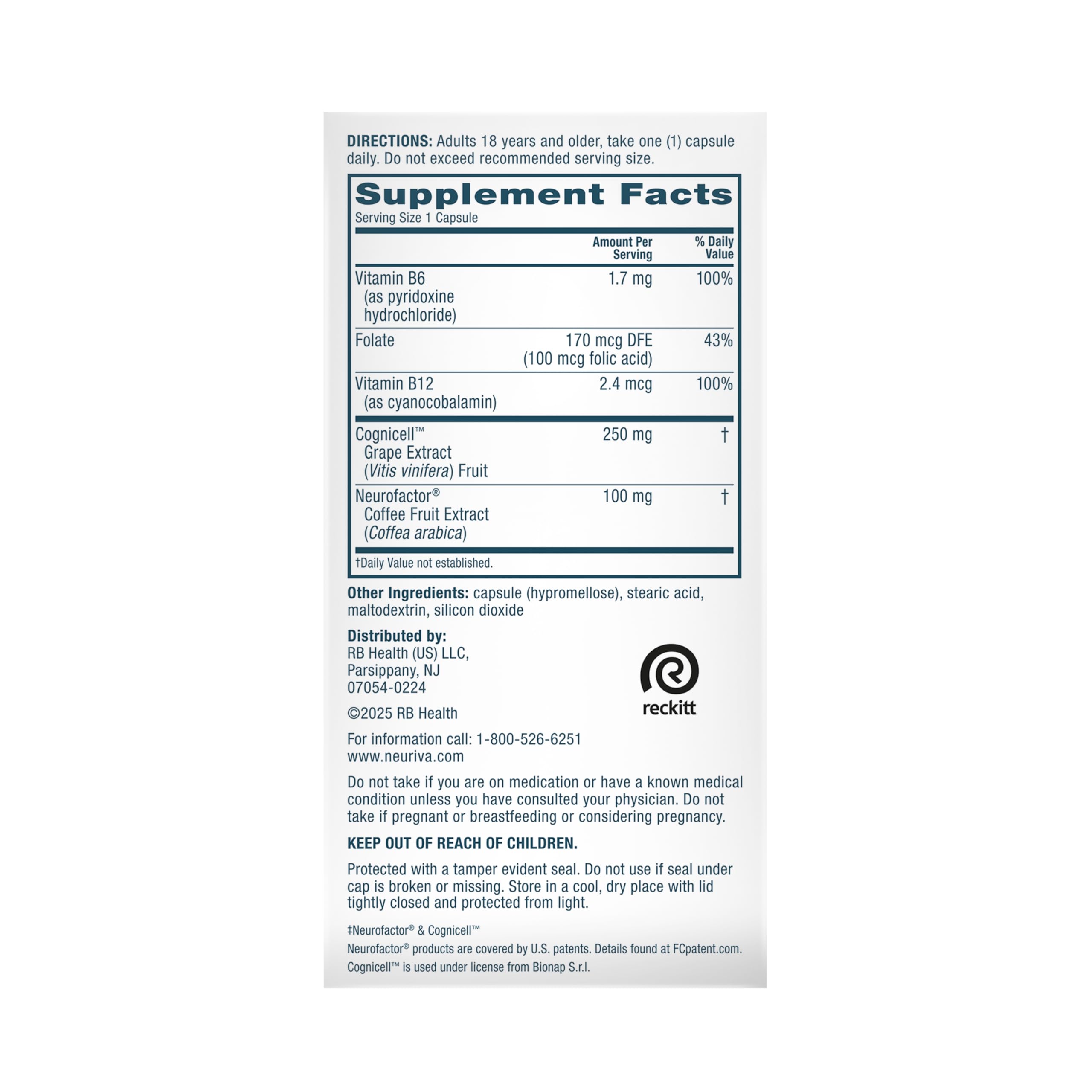 NEURIVA Memory 3D Brain Supplement - Decaffeinated Nootropic Capsules for Memory, Focus, & Cognitive Function - Short Term, Long Term, & Working Memory Support - 50ct NEURIVA Au supplements