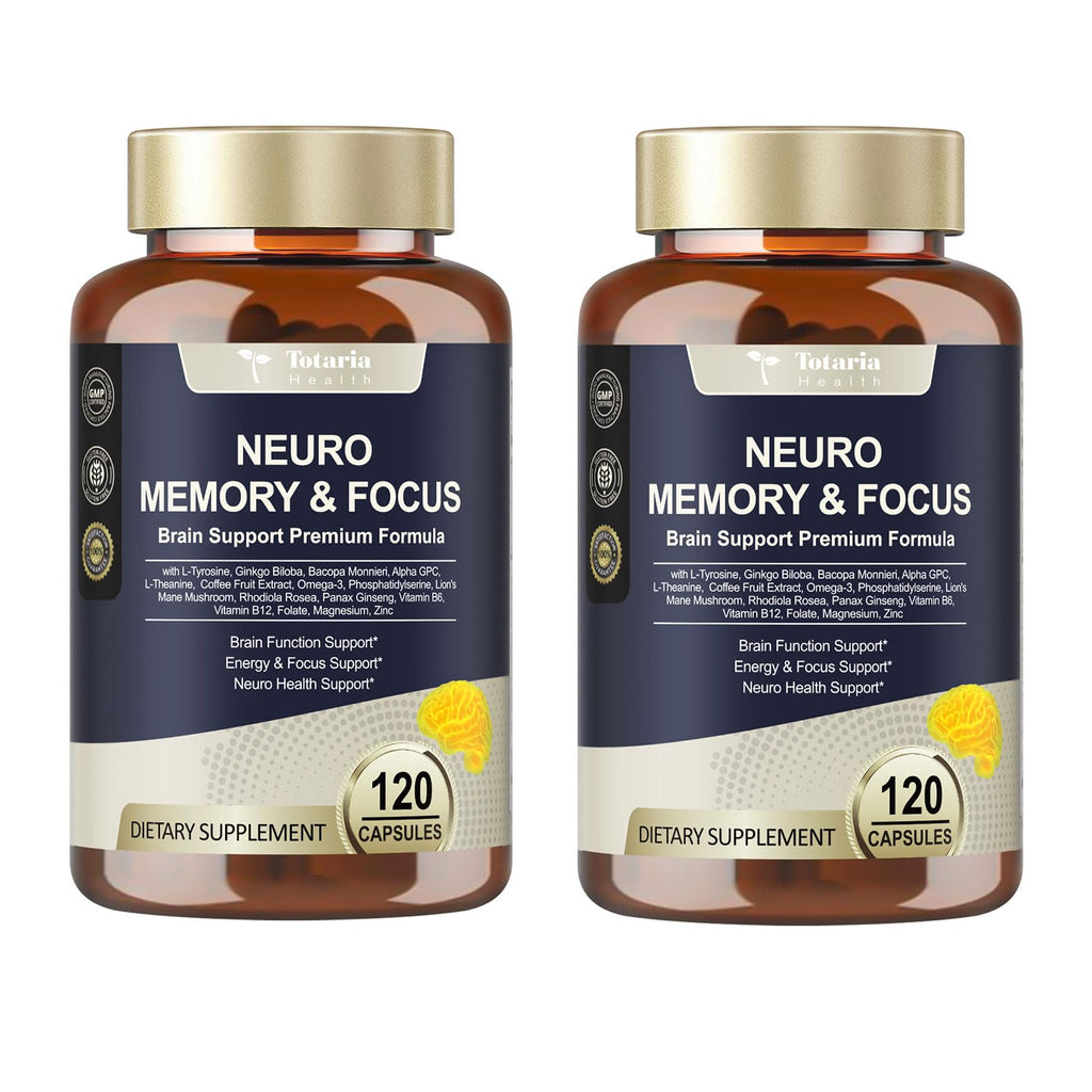 Totaria C-ognitive with Caffeine Pills, L-Tyrosine, Alpha GPC, Ginkgo Biloba, Bacopa Monnieri Brain Supplement for Memory and Focus, Brain Nootropic Support - Non-GMO, Gluten Free (2 Packs) Totaria Au supplements