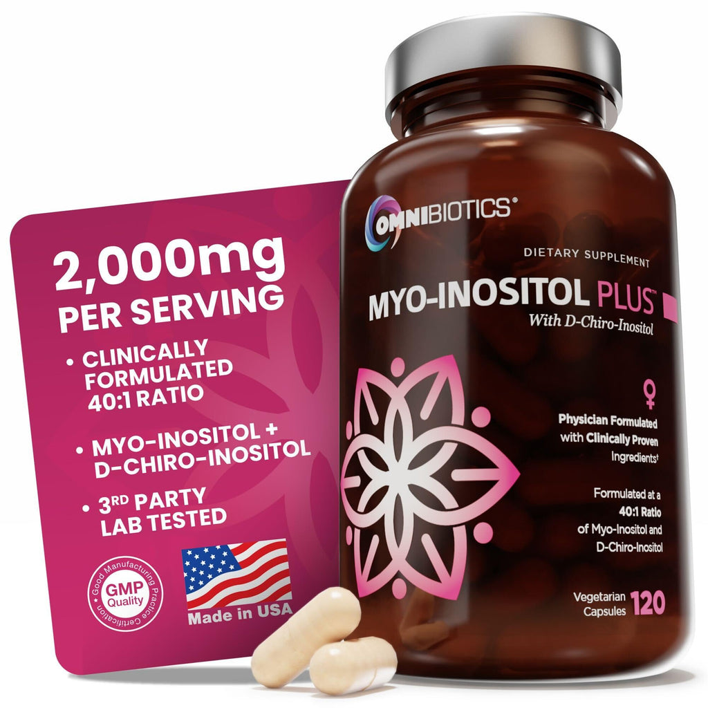 OmniBiotics Myo-Inositol & D-Chiro Inositol Supplement with 40:1 Ratio for Hormone Balance for Women - Women Supplement to Support Reproductive Health & Ovarian Function. Non-GMO - 120 Vegan Capsules OmniBiotics Au supplements