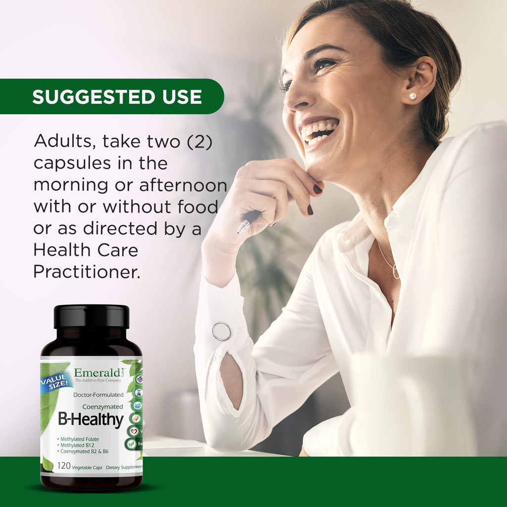 EMERALD LABS B-Healthy - Vegan Vitamin B Complex - Includes Methylated Folic Acid & Full Spectrum B Vitamins - Supports Immune, Brain & Heart Health