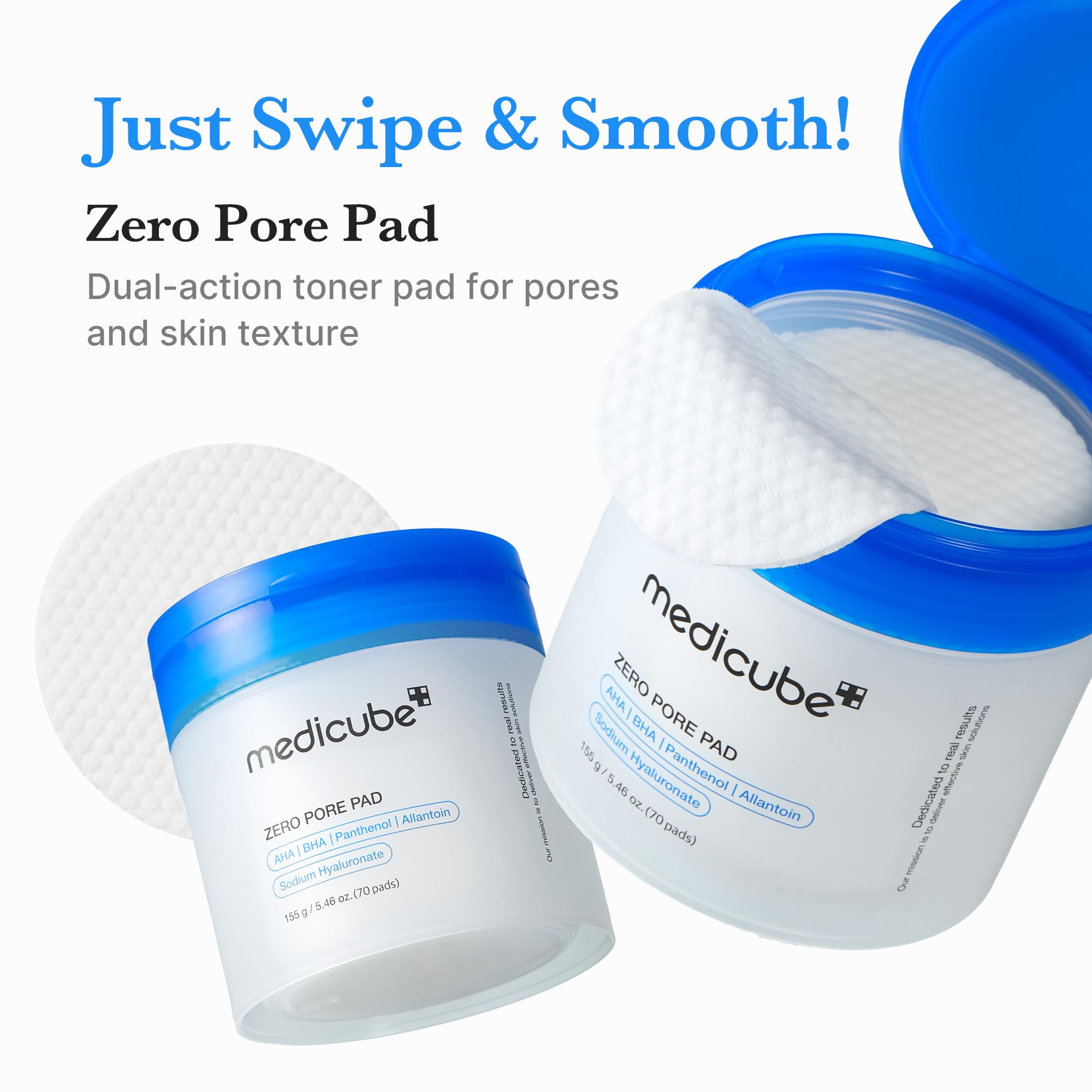 medicube Toner Pads Zero Pore Pad 2.0 | Dual-Textured Facial Pad for Exfoliation and Pore Care with 4.5% AHA Lactic Acid