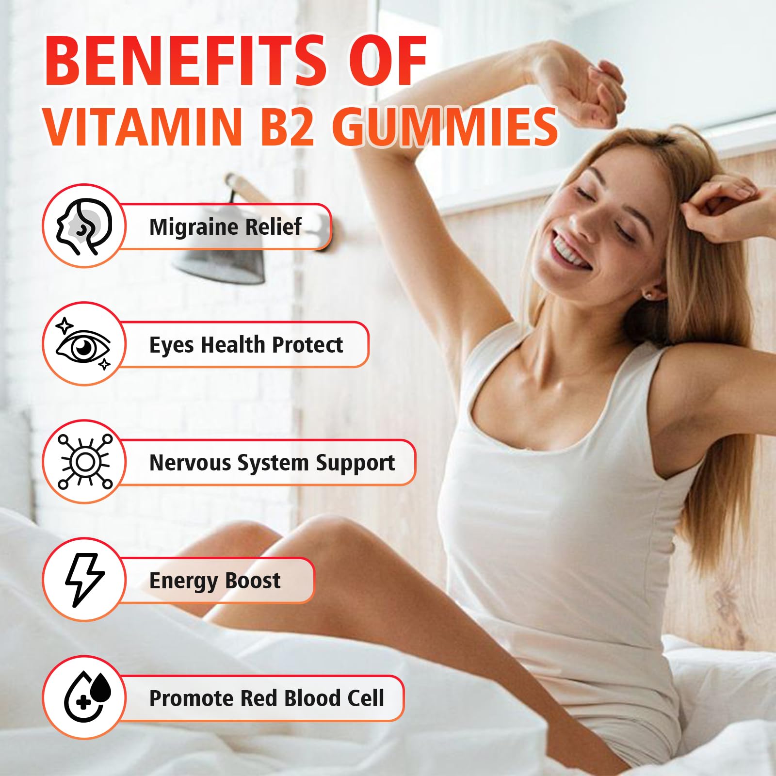 GrnLife 2 Pack Vitamin B2 Gummies, Riboflavin 400mg with Magnesium for Kids & Adults, Migraine Relief & Energy Support