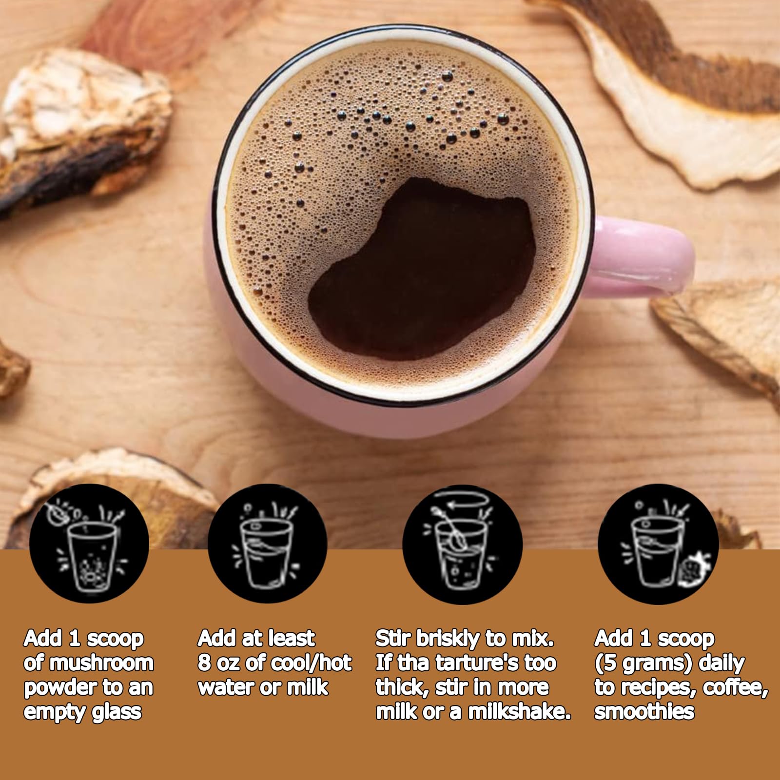 Suiyilary Mushroom Coffee, 10 Mushroom Extract Powder Blend Lion's Mane, Reishi, Chaga