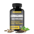 NooMost Organic Ashwagandha 400mg Capsules w/Black Pepper Extract as Vegan Ashwagandha Supplements for Anti Stress Relief, Natural Mood Support, Energy & Focus-60 Capsules NooMost Au supplements