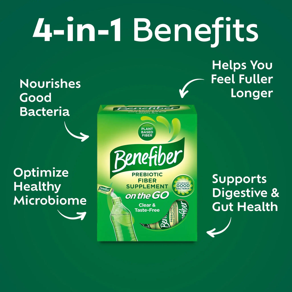 Benefiber On The Go Prebiotic Fiber Supplement Powder for Digestive Health, Daily Fiber, Unflavored - 28 Sticks (3.92 Ounces) Benefiber Au supplements