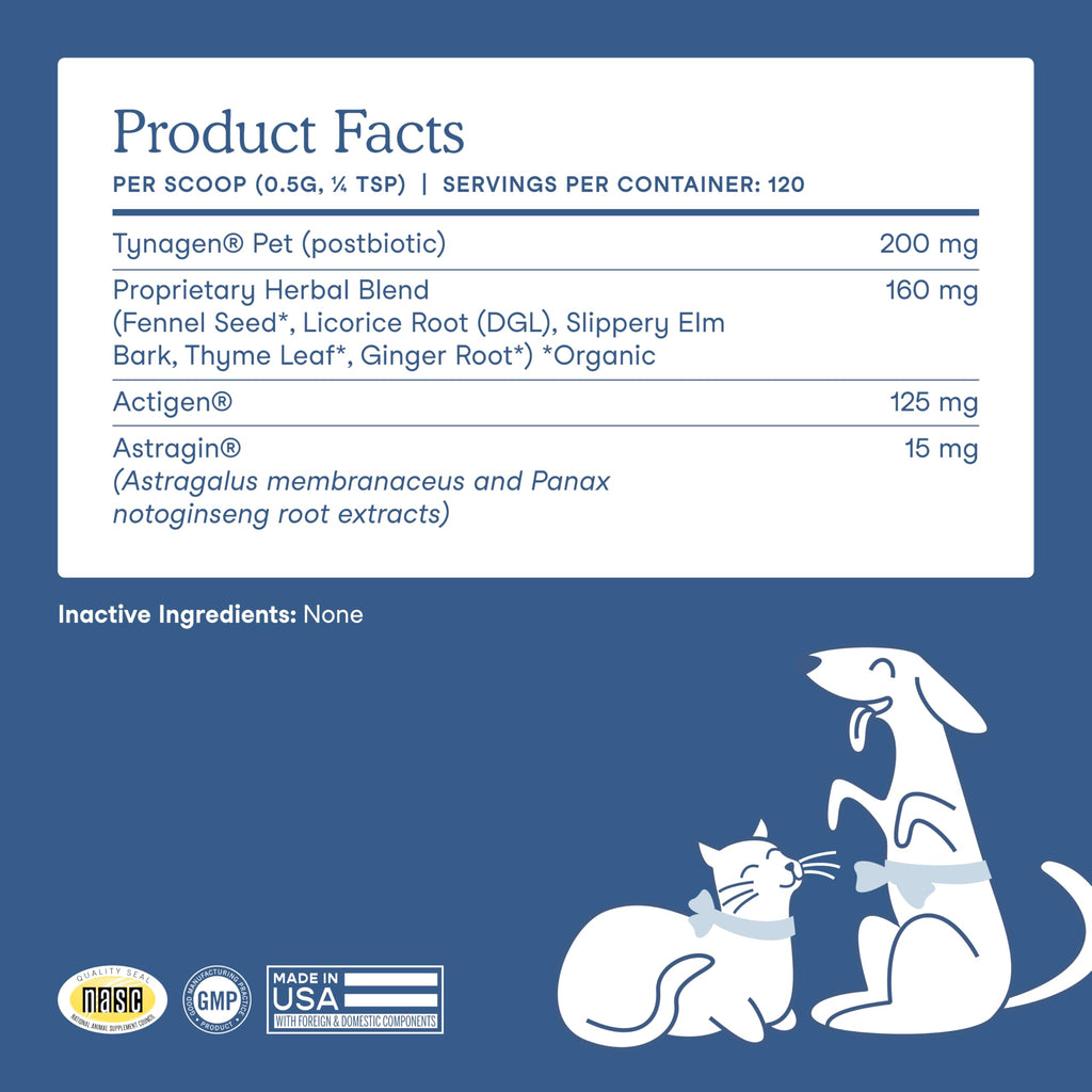 Fera Pets Postbiotics Plus Prebiotics for Dogs & Cats - with Slippery Elm - Promotes Optimal Digestive Health & Inflammatory Response - Enhances Immunity - 120 Scoops Fera Pets Au supplements