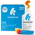 Healthycell Calm Mood Daily Liquid Supplement - Cortisol Manager & Mood Support Supplement for Stress with Ashwagandha, L-Theanine, Magnesium, 5-HTP, GABA & Saffron - 30 Gel Packs Healthycell Au supplements