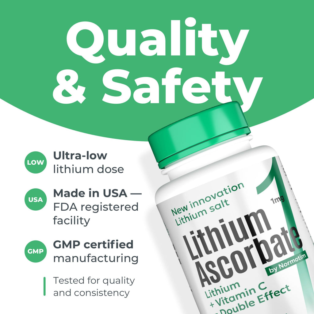NORMOTIM Lithium Supplement 1 mg Tablets – Non-Drowsy Calm & Focus Support – Memory & Mental Clarity – Fast Dissolve – Compare to Lithium Orotate