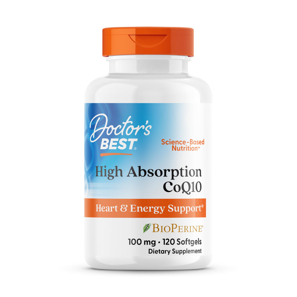 Doctor's Best High Absorption CoQ10 with BioPerine Supplement - Coenzyme Q10 Softgels for Heart Health & Antioxidant Support, Naturally Fermented CoQ10 100mg