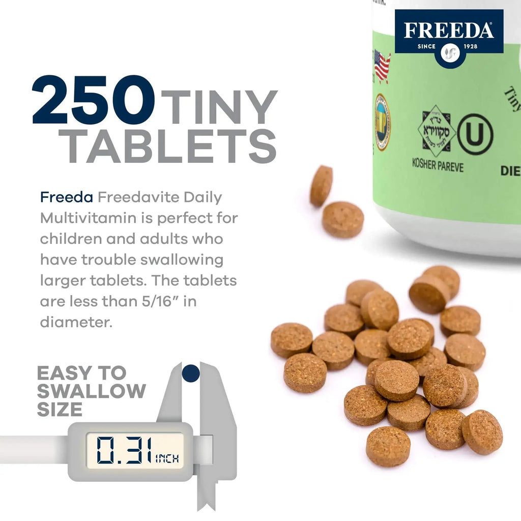 Freedavite Tiny Tablet - Moderate Multivitamin for Men and Women - Pure Vitamin A, C, D, E, B1, B2, B6, B12, Biotin, Calcium, Zinc, Iron, Magnesium FREEDA Au supplements
