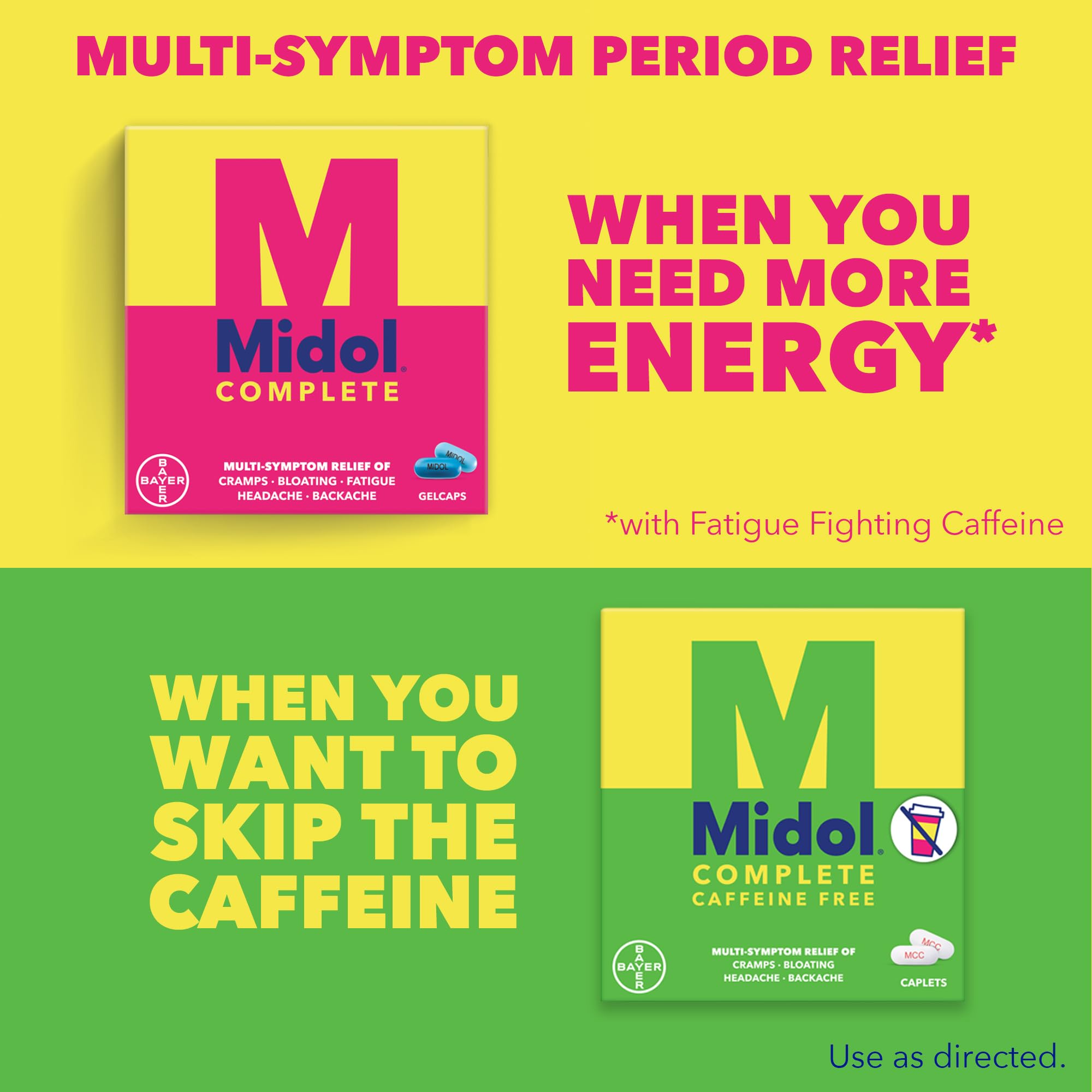 Midol Complete Caffeine Free Caplets 24ct: Midol Complete Caffeine Free Menstrual Pain Relief Caplets with Acetaminophen, Provides Headache Relief and Period Cramps Relief, 24 Count Midol Au supplements