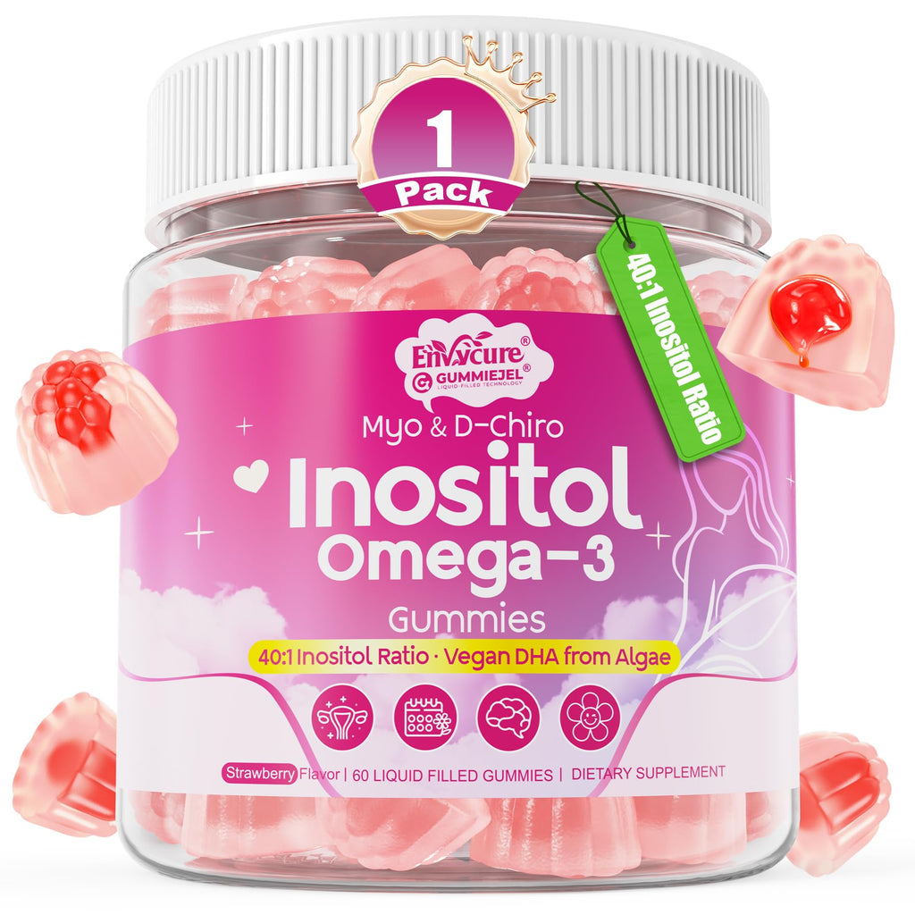 Myo-Inositol & D-Chiro Ideal 40:1, Inositol + Omega-3(3:1) Gummies, Hormone Balance for Women | Sugar Free Inositol Gummies w/Omega 3 DHA:EPA (3:1), Inositol Supplement for Cycle Health, Vegan, 60 Ct EnvyCure Au supplements