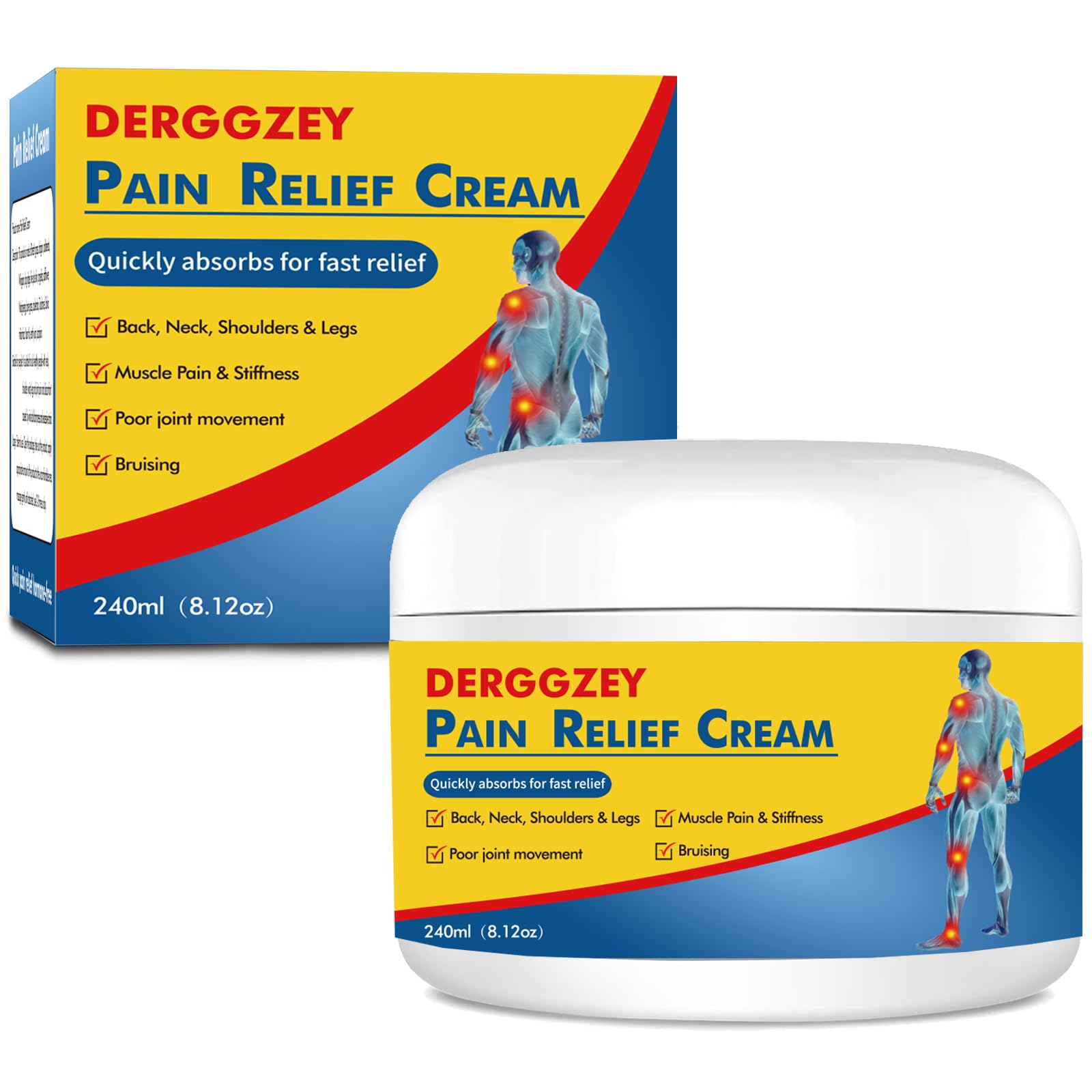Derggzey Naturals Arthritis Pain Relief Cream 8 oz - Maximum Strength Deep Penetrating for Joint, Muscle, Knee, Back, Feet, Hand, Ankle - Effective Soothing Derggzey Au supplements