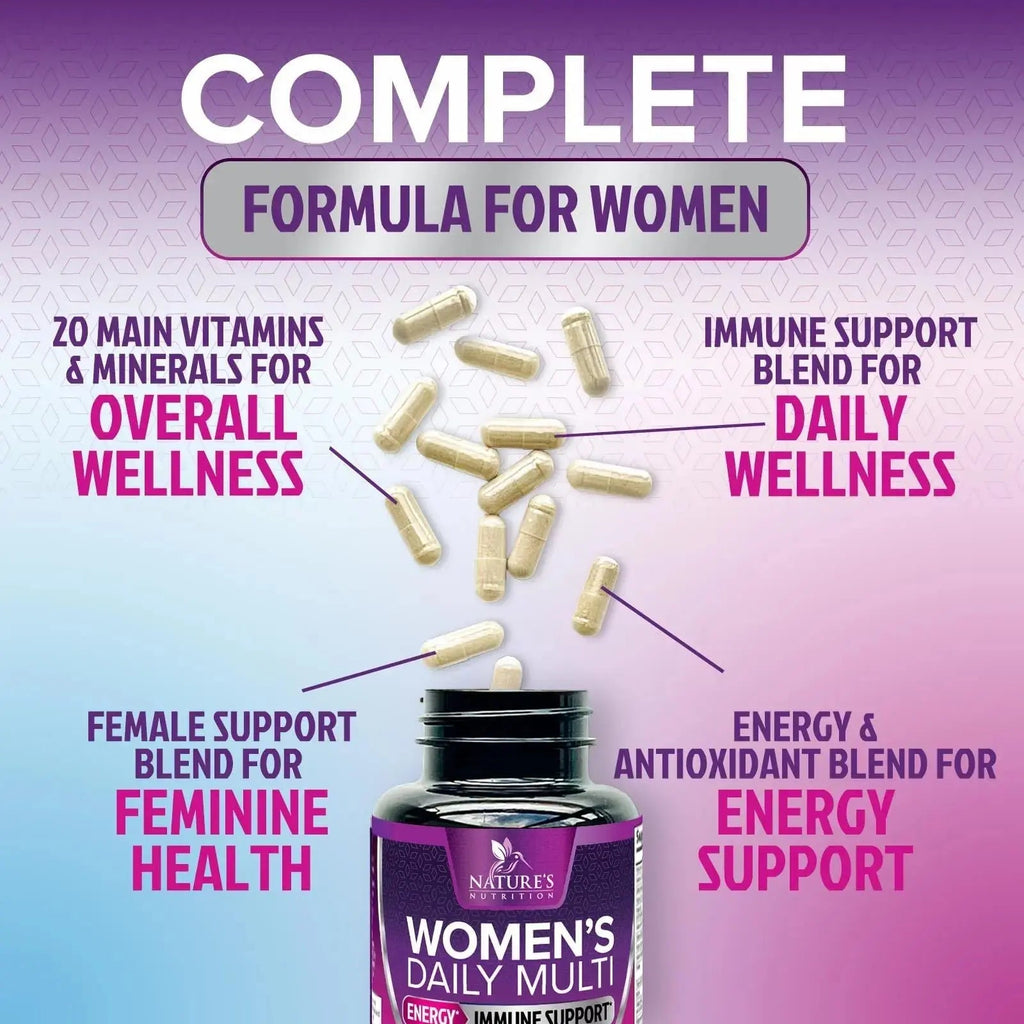 Multivitamin for Women - with Vitamins A, C, D, E, B6, B12, Zinc, Calcium & Magnesium, Womens Daily Multi Vitamin Multimineral Supplement Nature's Nutrition Au supplements
