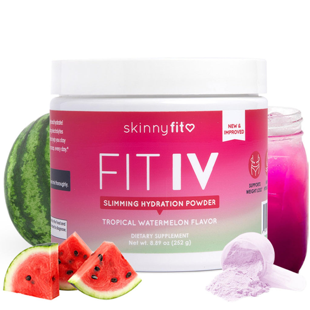 SkinnyFit - Fit IV Slimming Hydration Powder, Tropical Watermelon (Jar, 28 Scoops) - New & Improved Formula - Electrolytes, Vitamin C, Vitamin B3 - Vegan, Gluten Free, Dairy Free - Beauty & Self Care SkinnyFit Au supplements