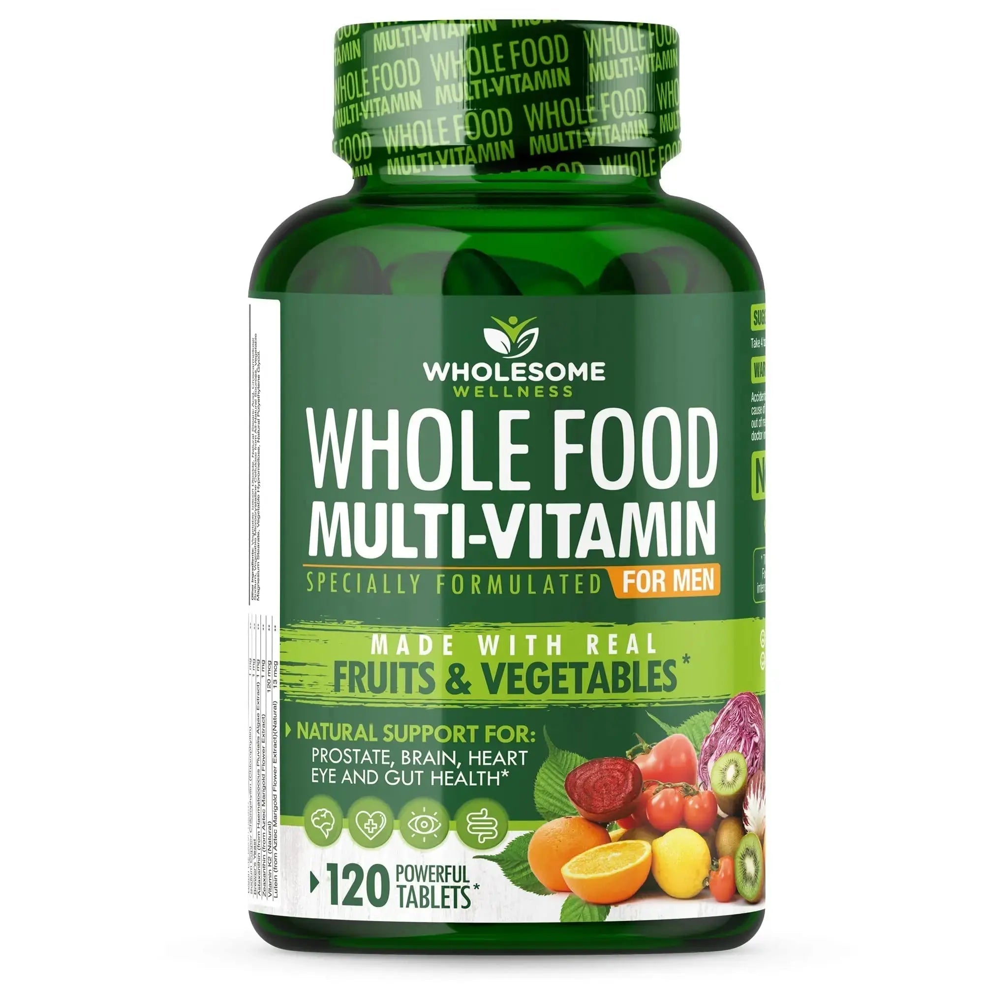 Wholesome Wellness Whole Food Multivitamin for Men - Natural Multi Vitamins, Minerals, Organic Extracts - Vegan Vegetarian - 120 Tablets Wholesome Wellness Au supplements