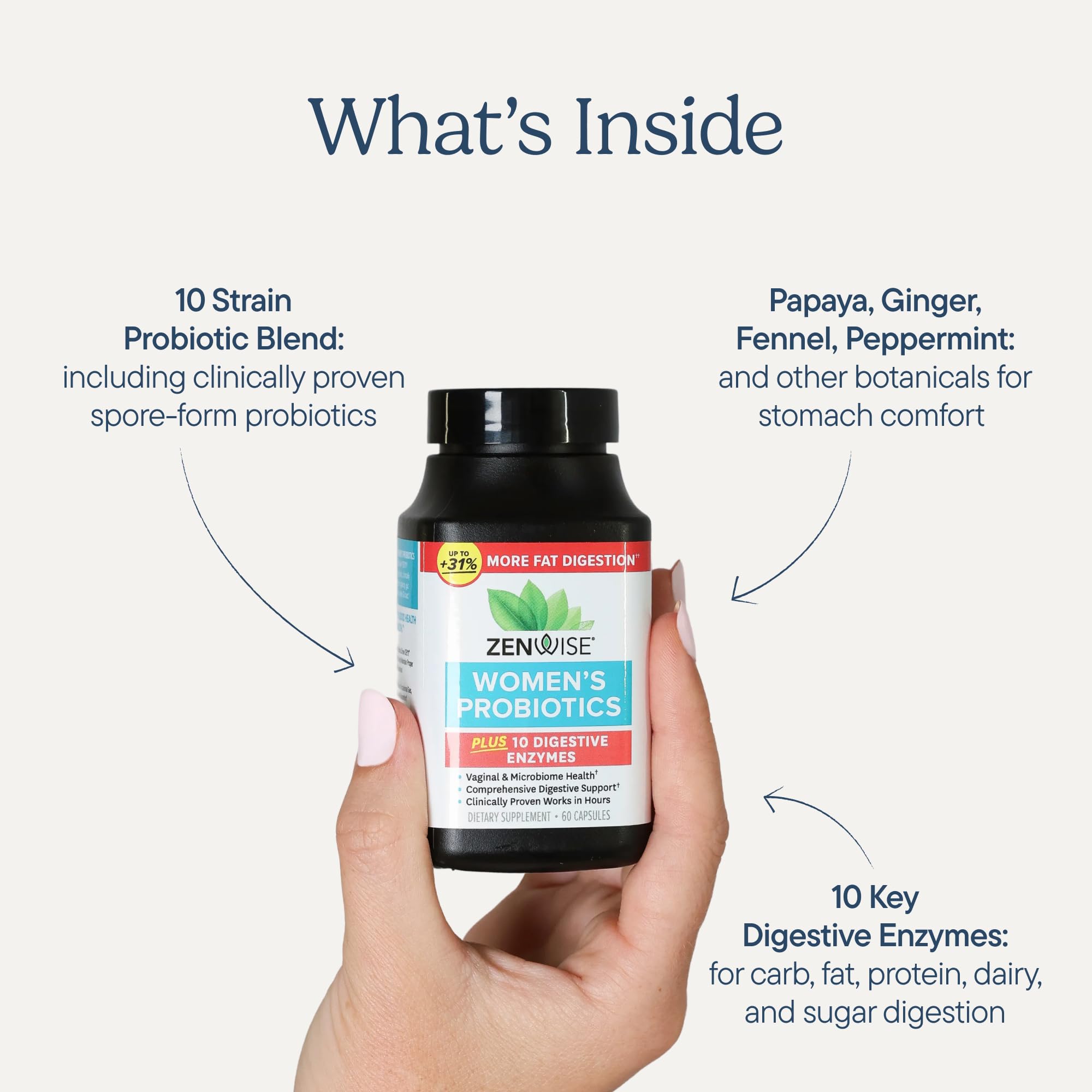 Zenwise Health 3-in-1 Womens Probiotic Supplement for Digestive, Gut Flora & Vaginal Health - Daily Probiotics & Prebiotics for Women with Digestive Enzymes Supports Bloating & Gas Relief - 60 Count Zenwise Health Au supplements