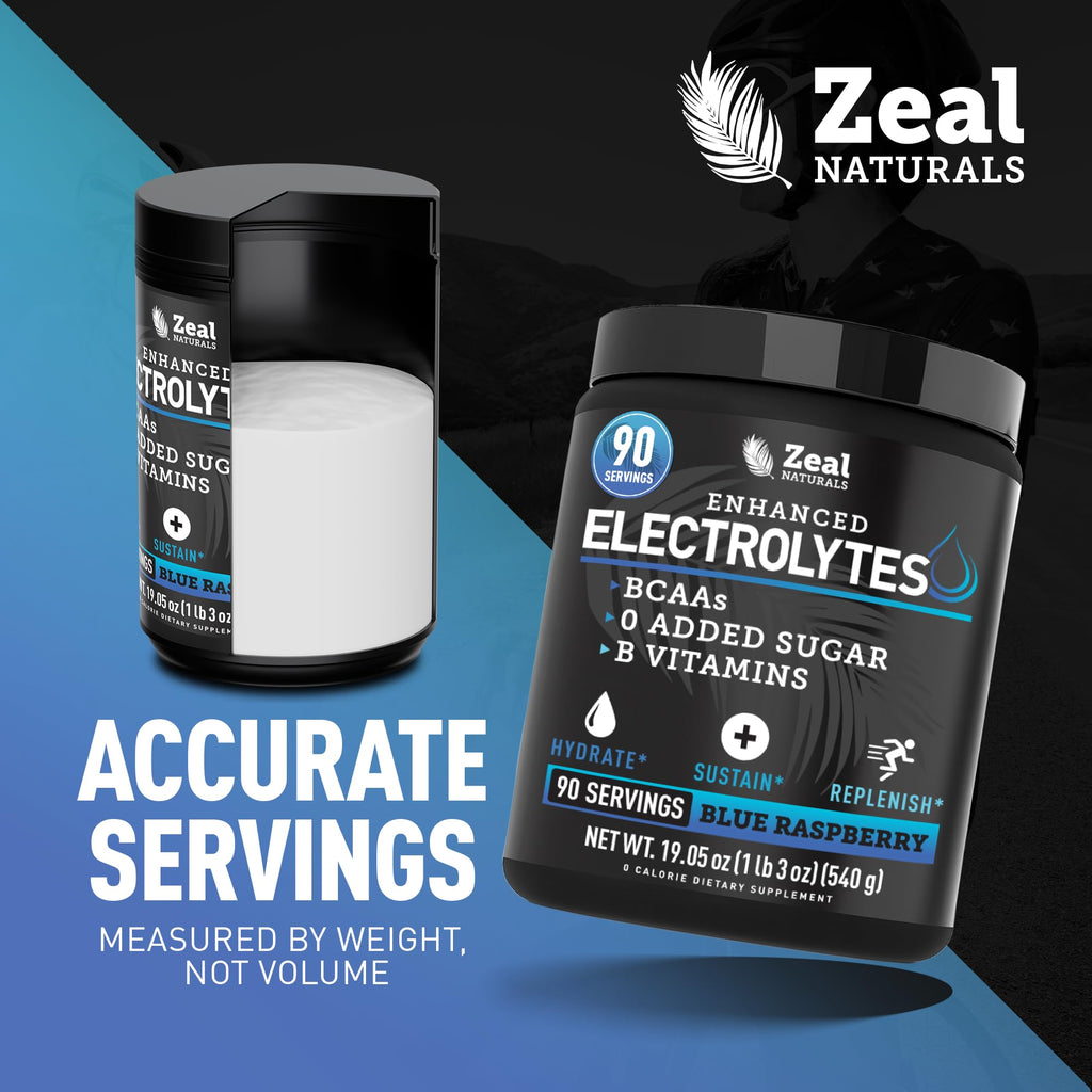 Zeal Electrolyte Powder - 90 Servings | Keto Electrolytes Powder | Zero Sugar, BCAAs, B-Vitamins | Potassium, Zinc, Magnesium