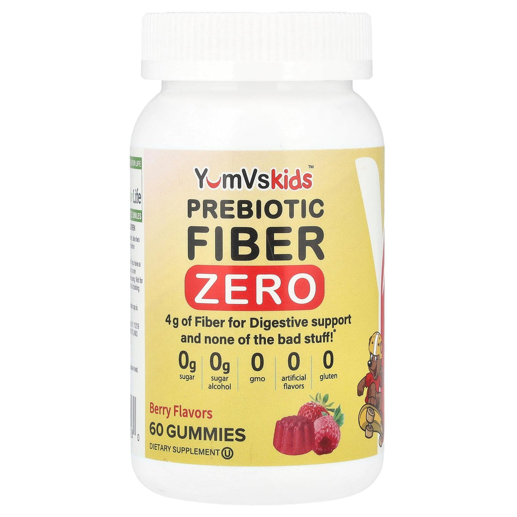 Prebiotic Fiber Zero Gummies for Kids by YumVs | Keto Sugar Free Gummy Chews for Toddlers |4g Fiber for Children Constipation Support