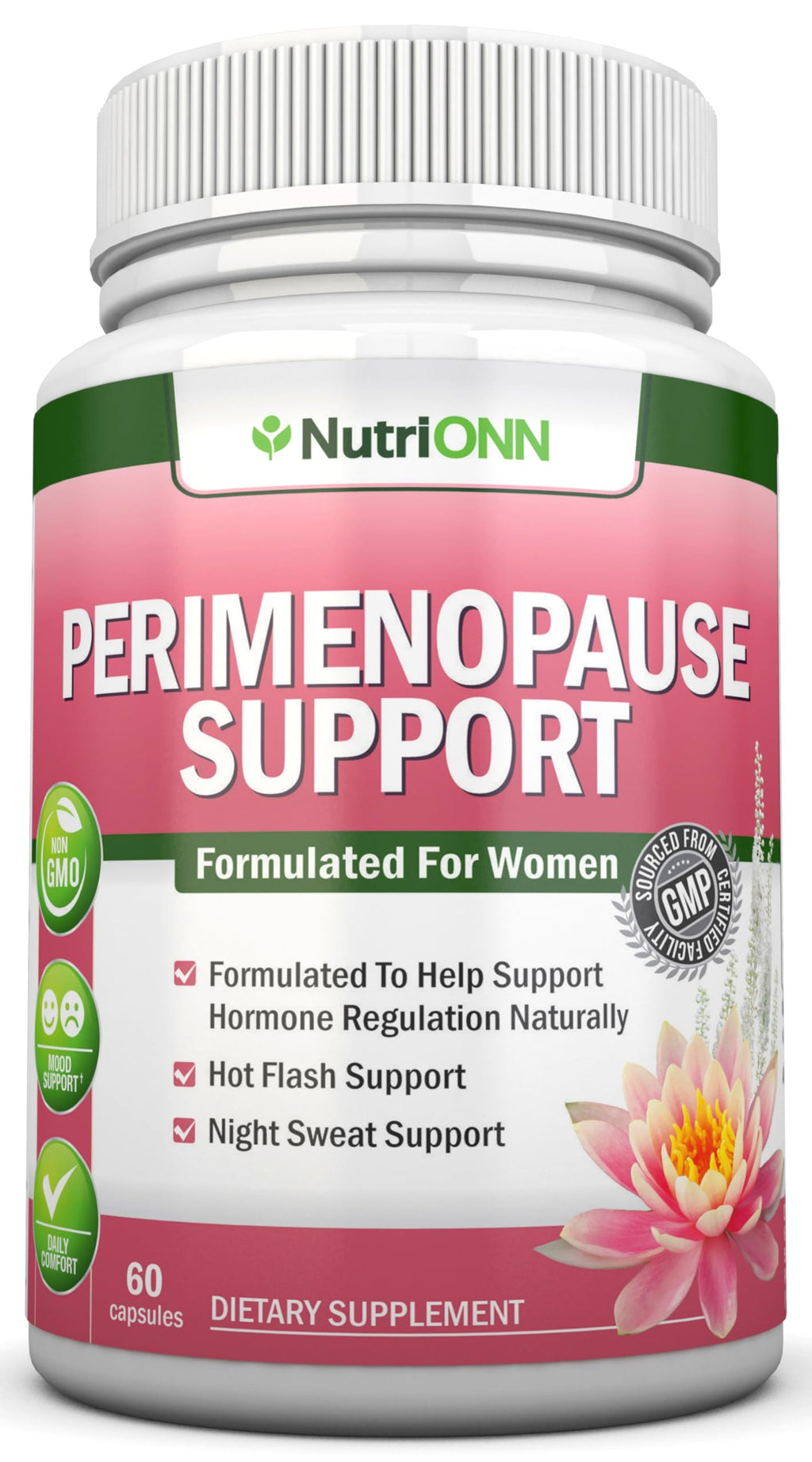 NutriONN Perimenopause Supplement for Women - Natural Support for Hot Flashes & Night Sweats - Improved Mood & Sleep - 11 Herbal Ingredients with Black Cohosh & Red Clover - Hormone Balance - Non-GMO NutriONN Au supplements