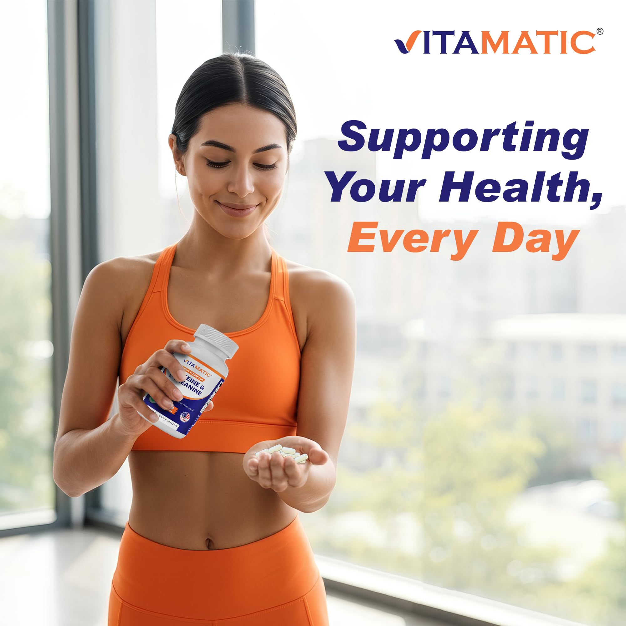 Vitamatic L-Theanine 200mg with Caffeine 100mg – 120 Vegetarian Tablets Nootropic Supplement for Focused Energy & Mental Clarity Vitamatic Au supplements