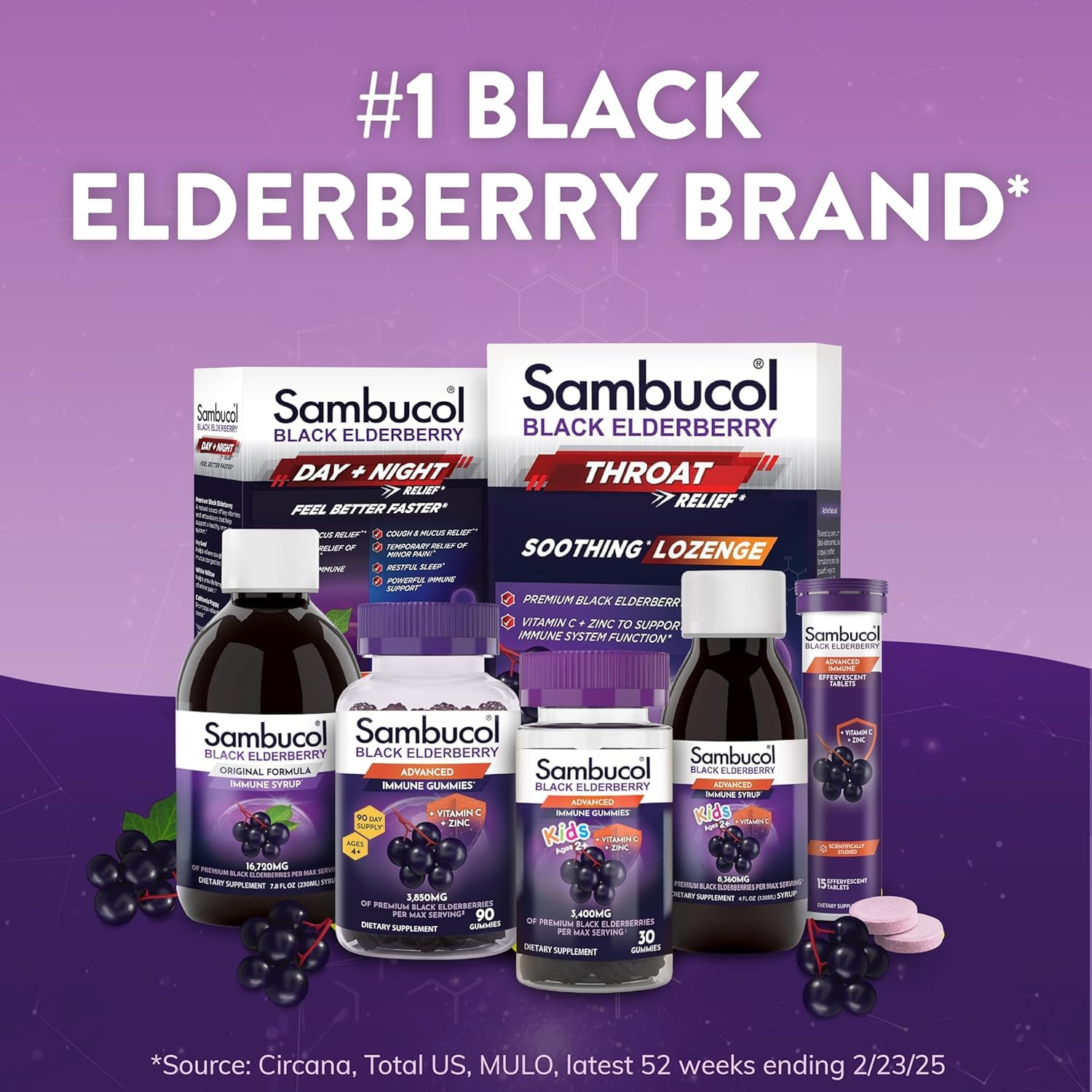 Sambucol Black Elderberry Syrup - Black Elderberry Liquid, Immune Support for Kids and Adults, High Antioxidants, Gluten Free
