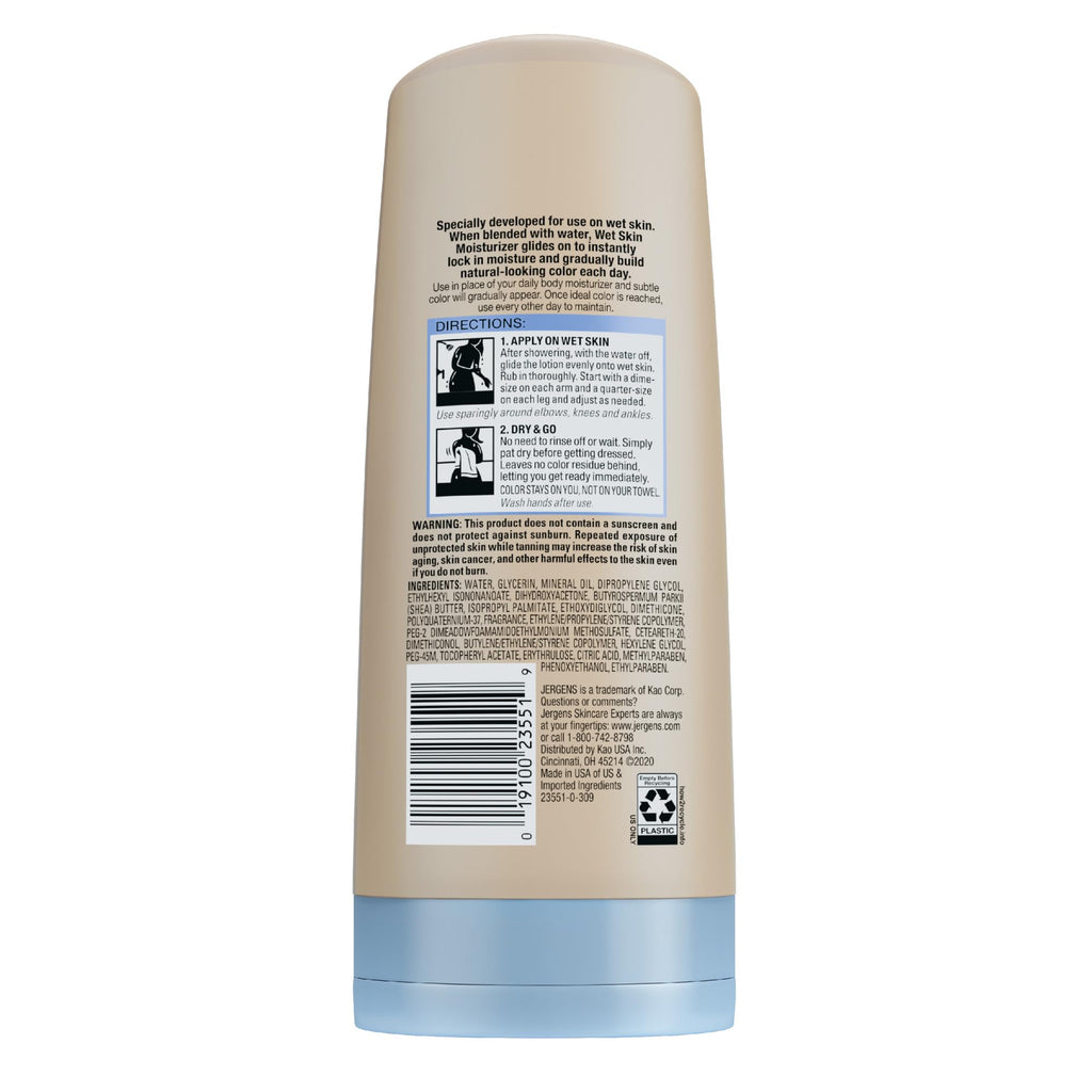 Jergens Natural Glow In Shower Lotion, Self Tanner for Medium to Deep Skin Tone, Sunless Tanning Wet Skin Lotion for Gradual