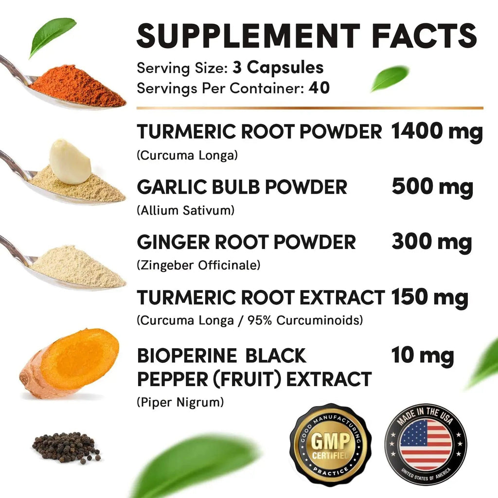 4-in-1 Turmeric and Garlic Supplements with Bioperine 2360 mg (360 ct) Turmeric Ginger MEDCHOICE Au supplements
