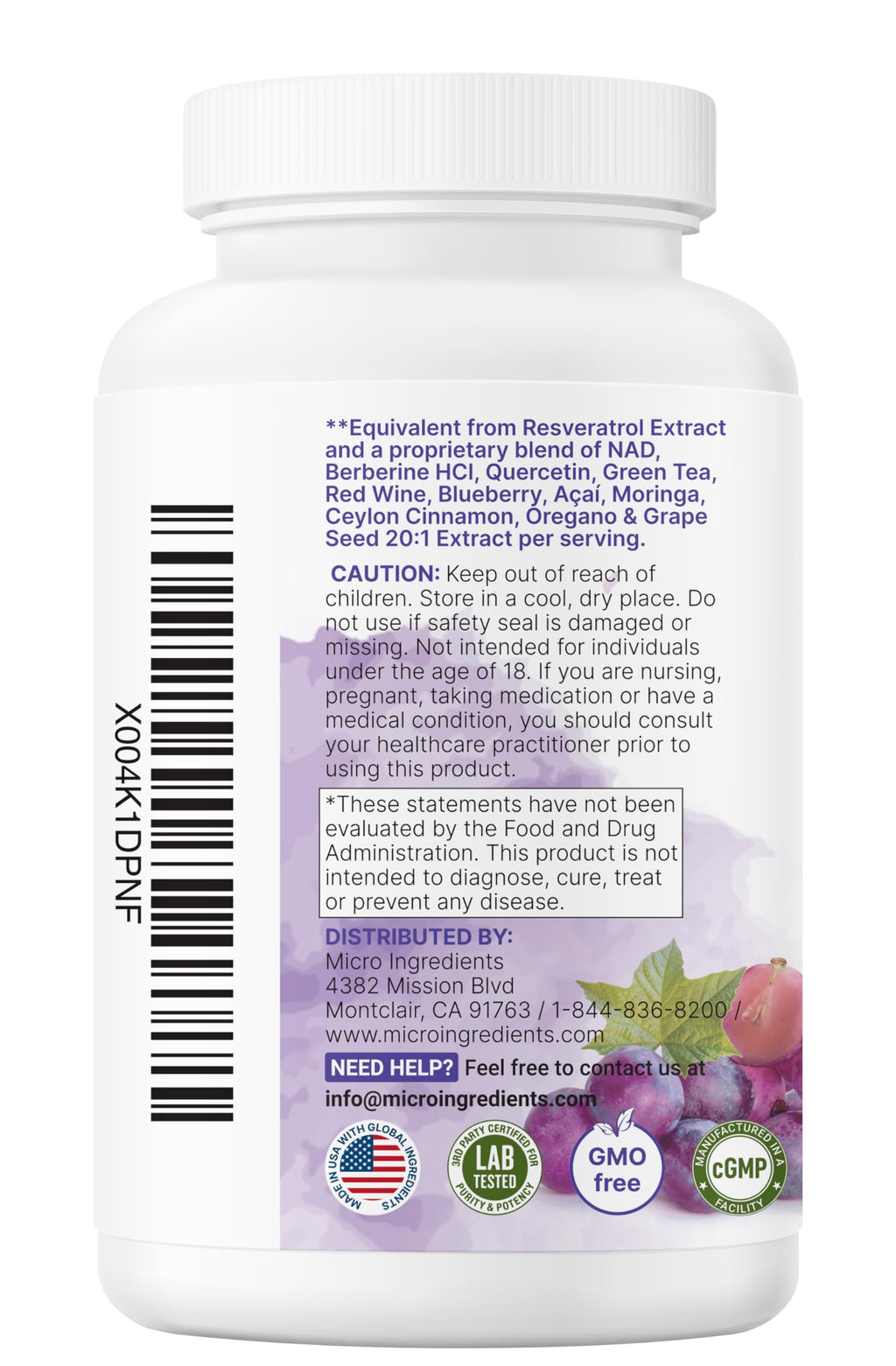 Micro Ingredients Resveratrol NAD Complex 3,000mg for Women & Men, 240 Veggie Capsules | NMN Supplement Alternative | 11-in-1 Blend with NAD+, Quercetin, Moringa, Berberine, Grape Seed, & Oregano Micro Ingredients Au supplements