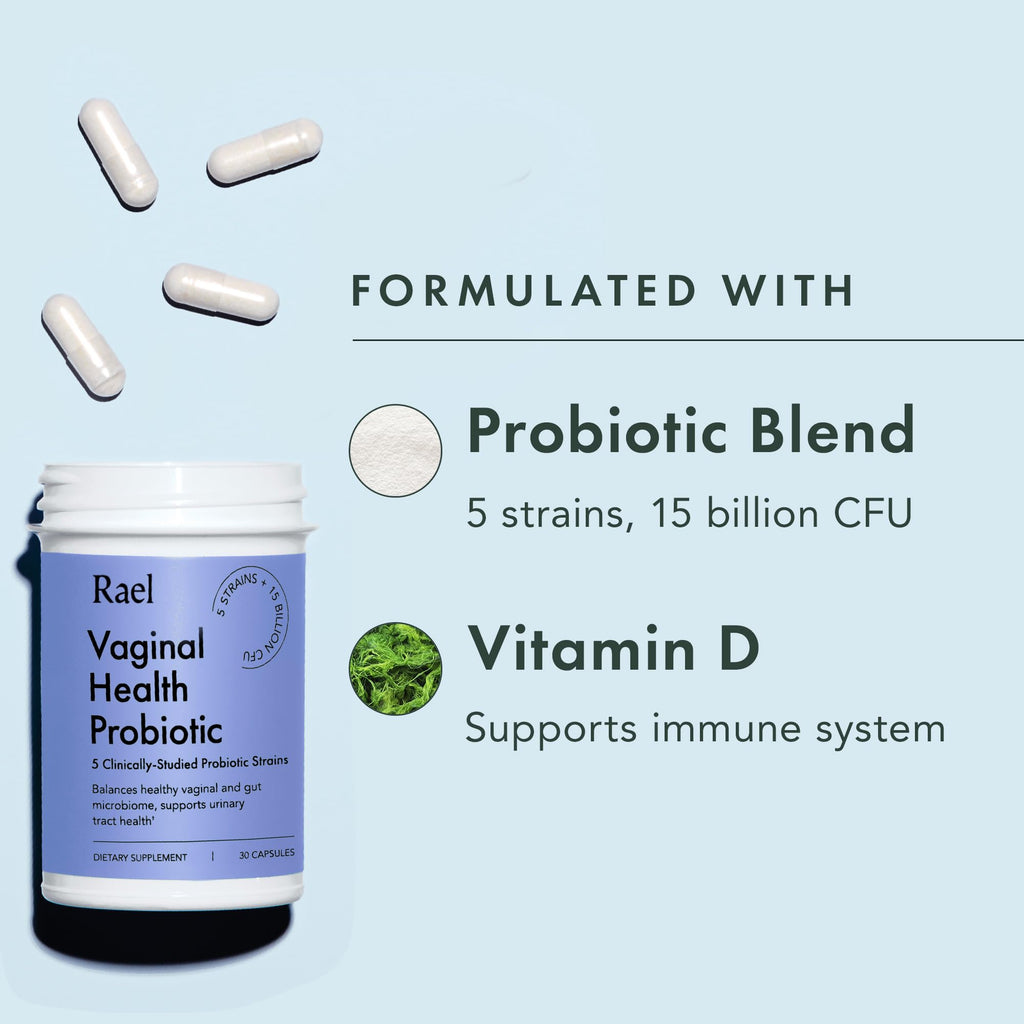 Rael Probiotics for Women - pH Balance Supplement with Prebiotics, Vaginal Immune Health (30 Servings)