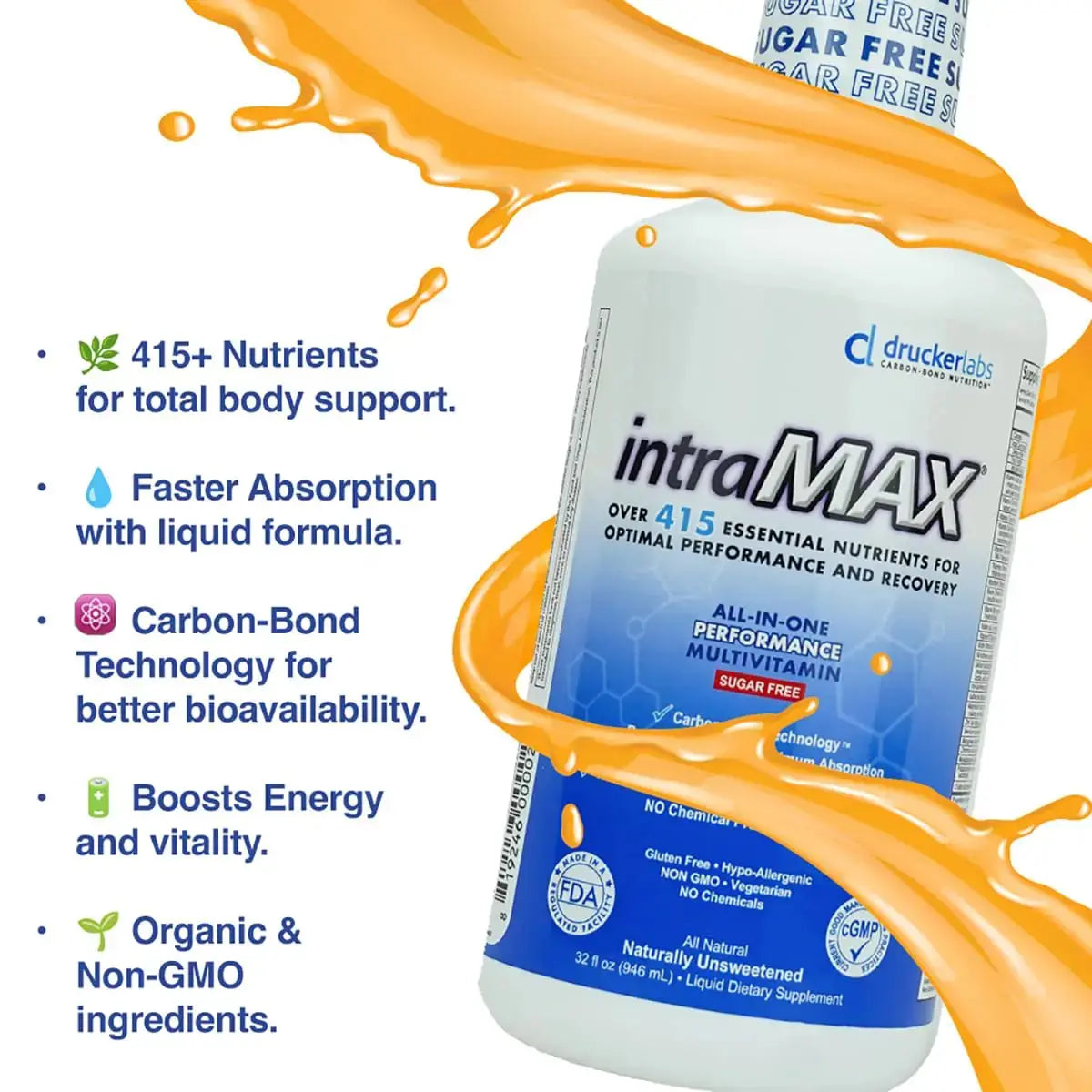 intraMAX Drucker Labs Organic Sugar-Free All-in-One Performance Liquid Multivitamin for Men & Women | intraMAX Au supplements