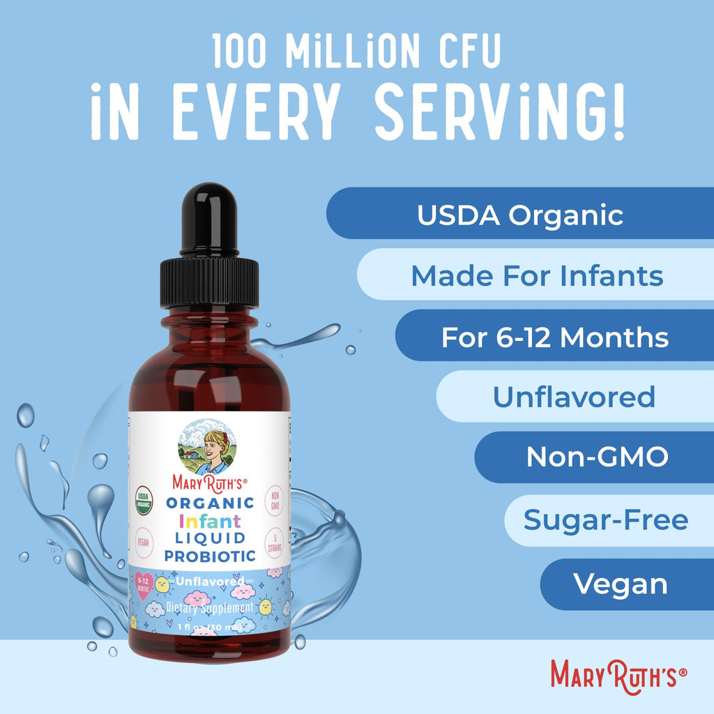 MaryRuth Organics USDA Organic Infant Liquid Probiotic Drops | Baby Essentials | Probiotics for Infants | Baby Probiotic Drops