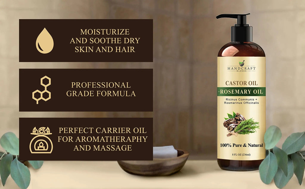 Handcraft Blends Castor Oil with Rosemary Oil for Hair Growth, Eyelashes, Eyebrows Handcraft Blends Au supplements