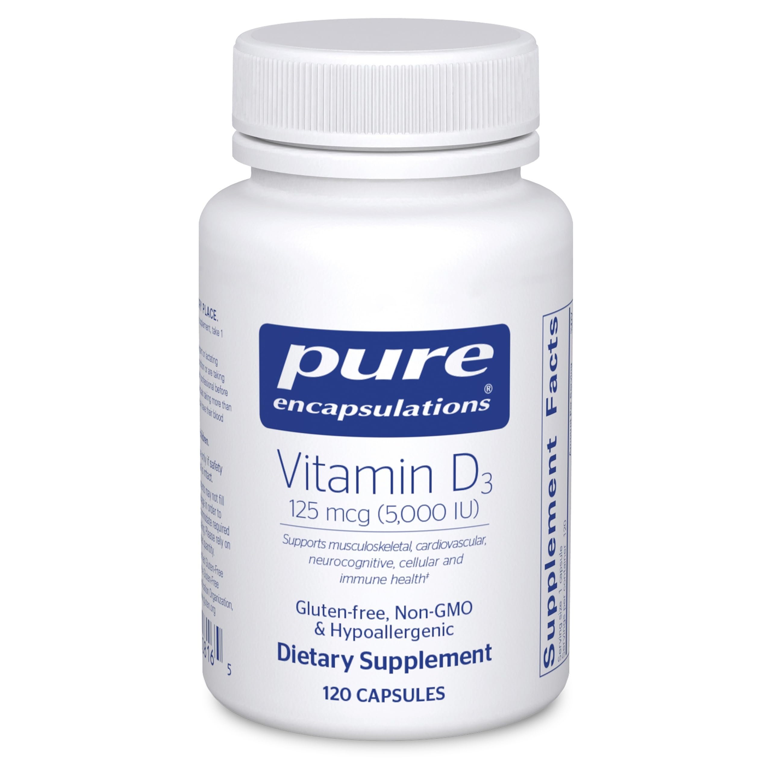 Pure Encapsulations Vitamin D3 125 mcg (5,000 IU) - Supplement to Support Bone, Joint, Breast, Heart, Colon, and Immune Health