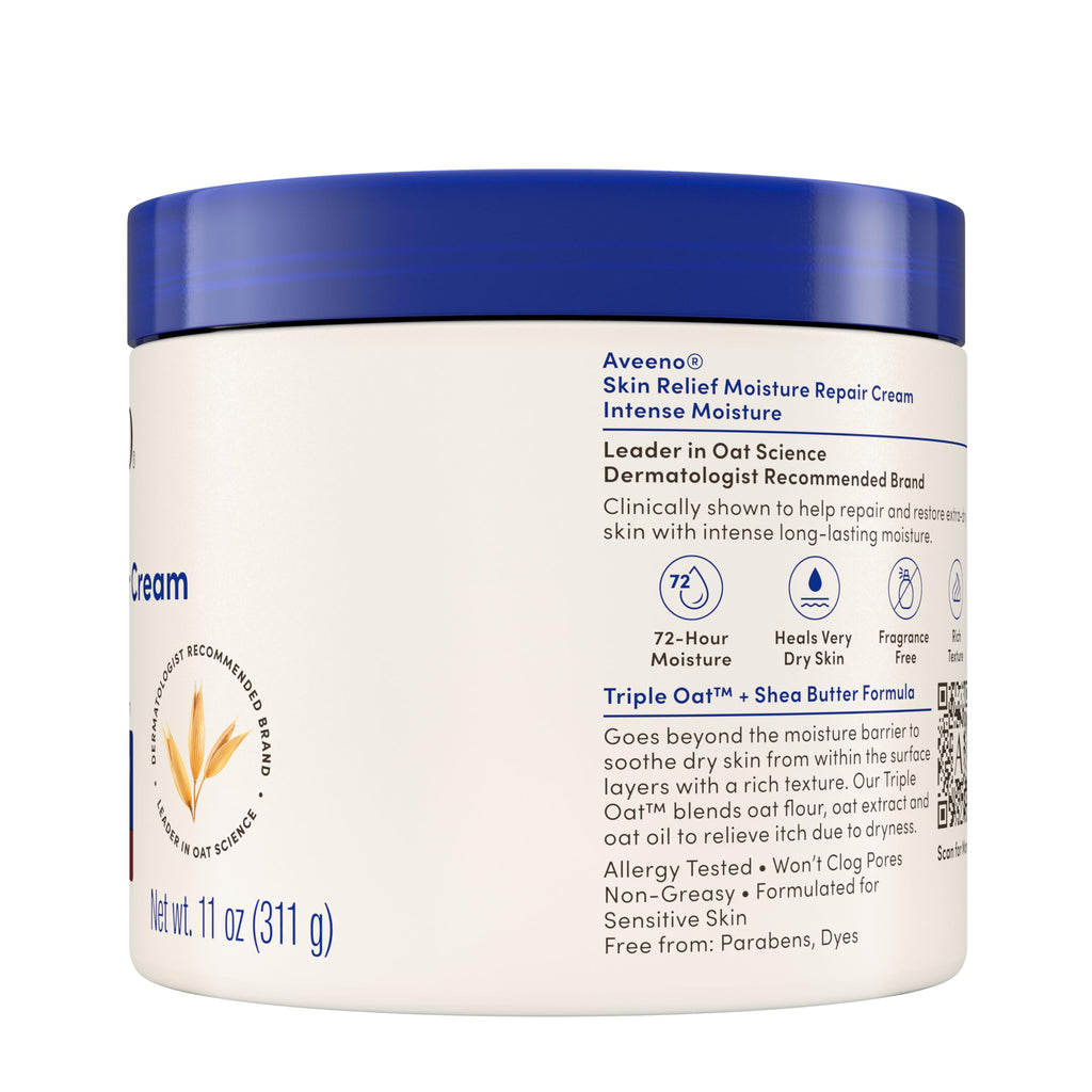 Aveeno Skin Relief Intense Moisture Repair Body Cream with Triple Oat & Shea Butter Formula, Helps Heal, Repair & Restore Very Dry Skin