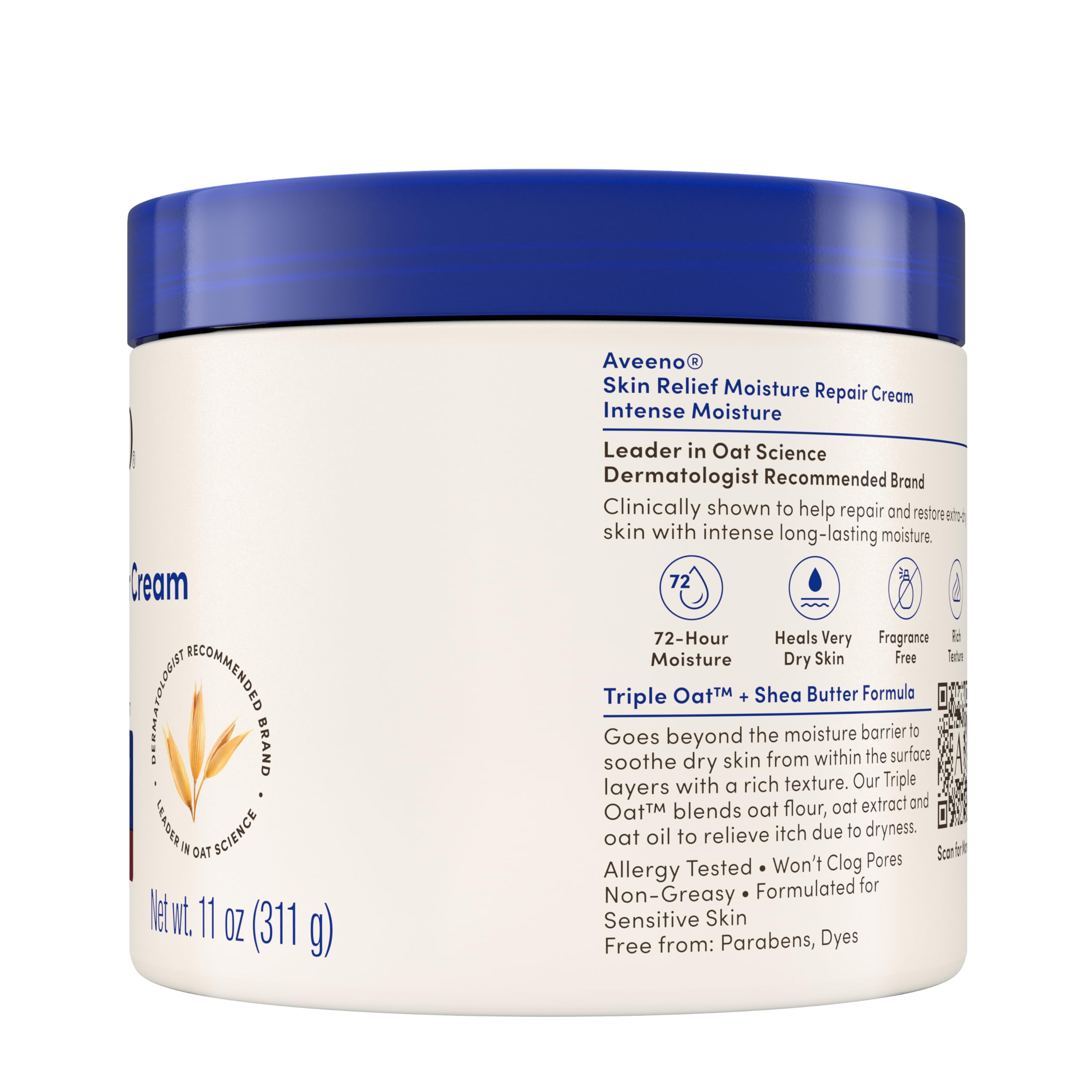 Aveeno Skin Relief Intense Moisture Repair Body Cream with Triple Oat & Shea Butter Formula, Helps Heal, Repair & Restore Very Dry Skin