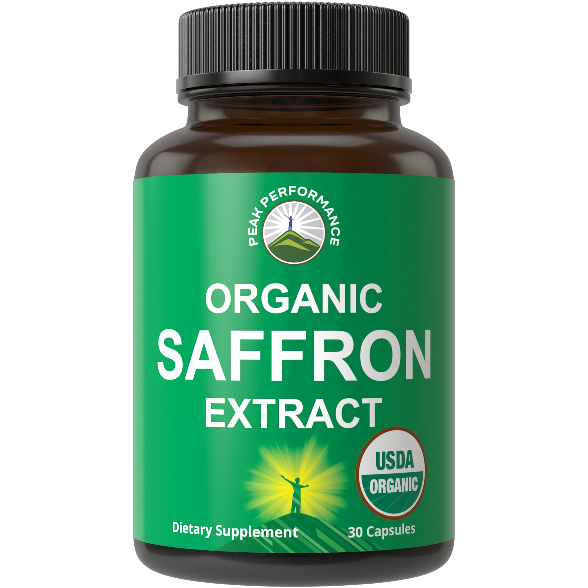 Saffron Supplements - USDA Organic Saffron Extract Capsules for Women, Men, and Kids. with Organic Prebiotic Fiber Instead of Filler. Pure and Natural for Mood, Brain, Focus, Cravings, PMS Peak Performance Au supplements