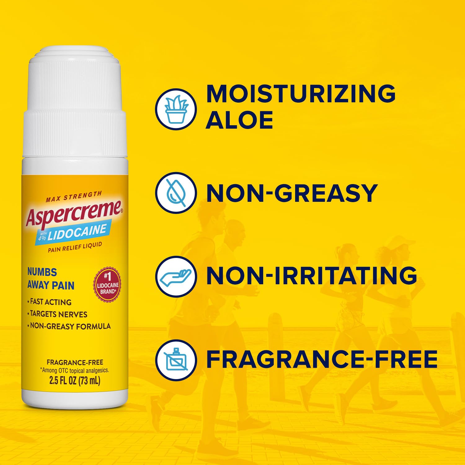 Aspercreme Odor Free Max Strength Lidocaine Pain Relief Liquid with Roll-On No Mess Applicator, 2.5 oz. Aspercreme Au supplements