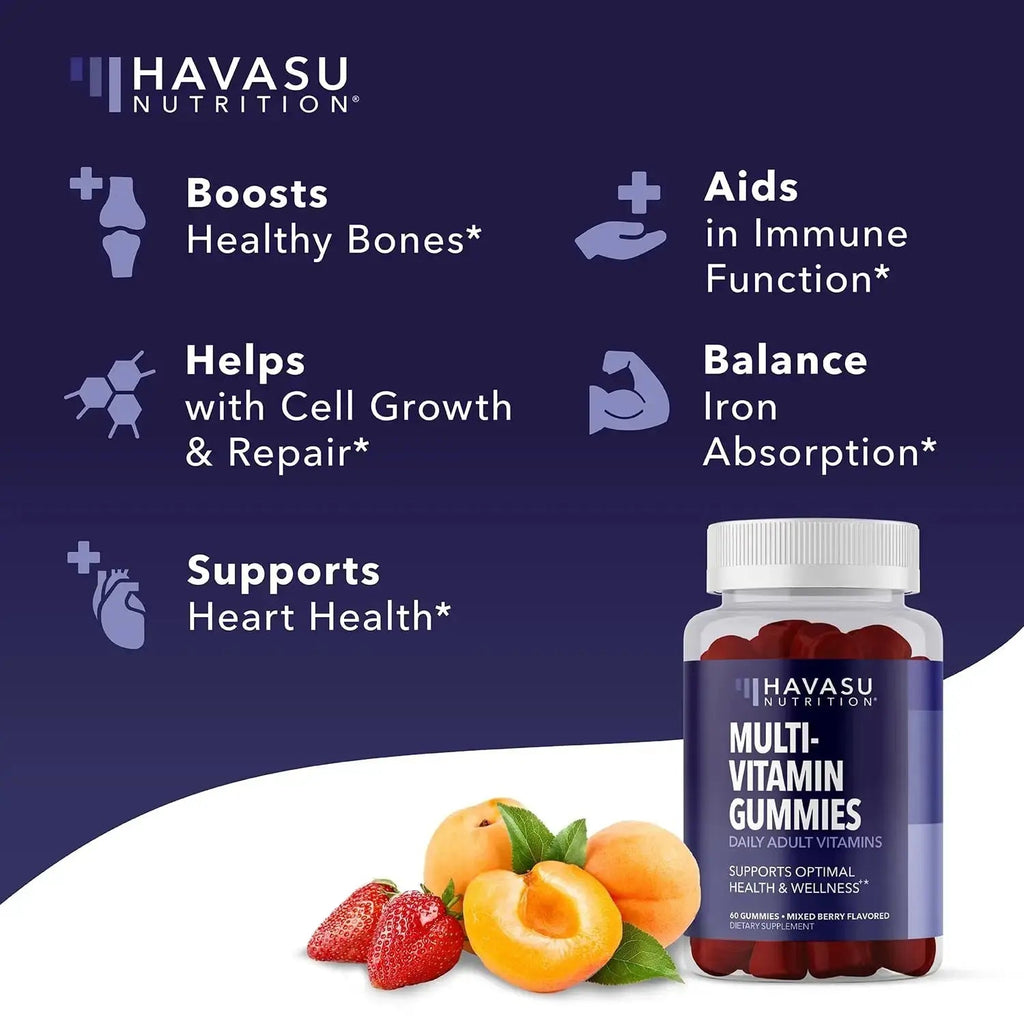 Multivitamin Gummies for Adults - Daily Gummy with Vitamin C, D, and Zinc for Men and Women - 60 Count - GLP-1 Nutritional Support HAVASU NUTRITION Au supplements