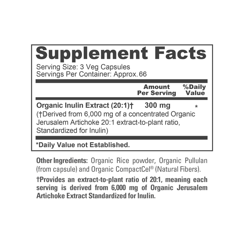 NusaPure Inulin Powder 20:1 Extract, 300 mg Equivalent to 6,000mg | 200 Veg Capsules |USDA Organic Suitable for Vegetarians, Vegan, Non-GMO Supplement NusaPure Au supplements