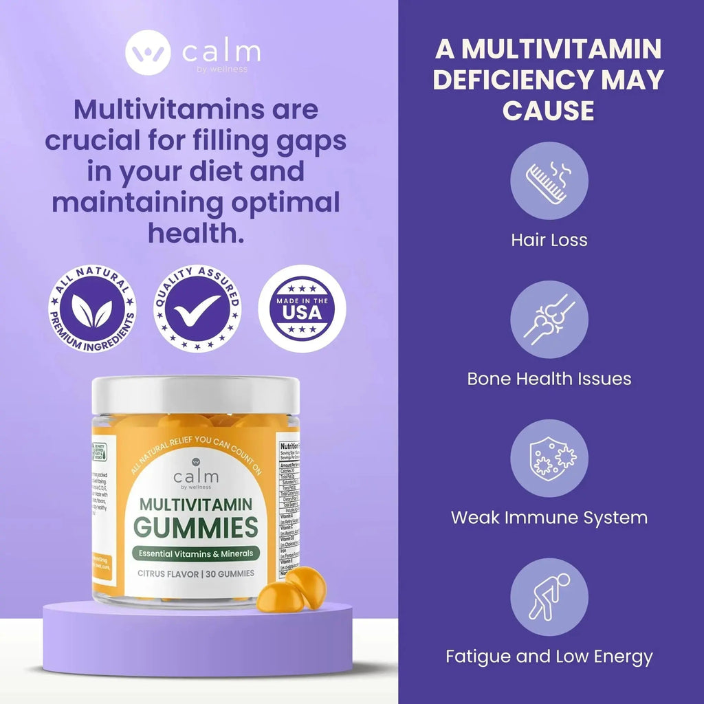 Calm by Wellness Multivitamin Gummies - All Natural Vegan Adult Multivitamin Gummy - Packed with Antioxidant Vitamins C & E, B12, B6 Calm by Wellness Au supplements
