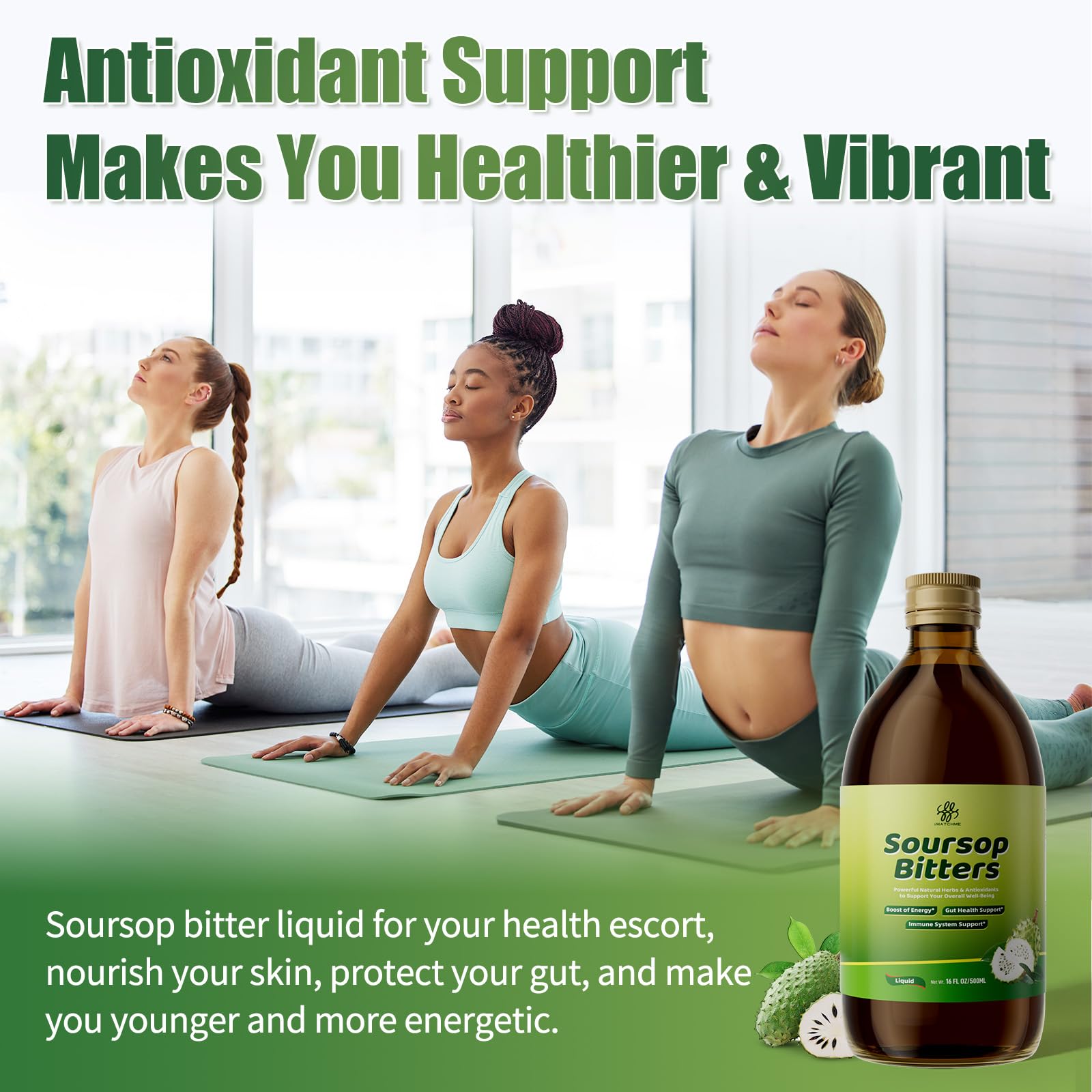 Soursop Bitters Liquid for Digestive Health,Gut Detox&Cleanse,Antioxidant,Immune Support,Skin Health-Pure 15 Herb Guanabana Tea with Black Seed,Moringa & Turmeric