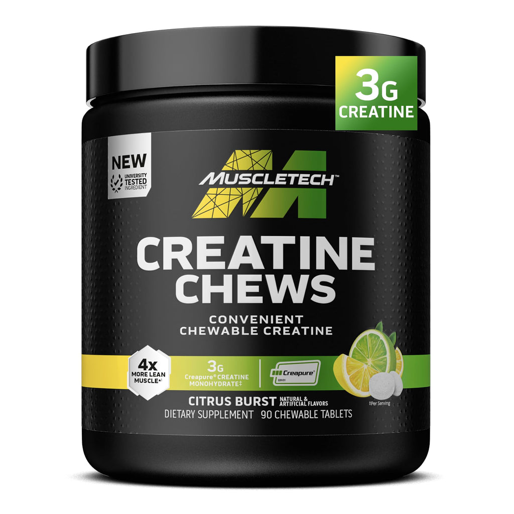 MuscleTech | Creatine Chews | Creapure Monohydrate Supplement for Muscle Recovery, Muscle Builder & Energy Boost | Pre Workout Supplement for Men & Women