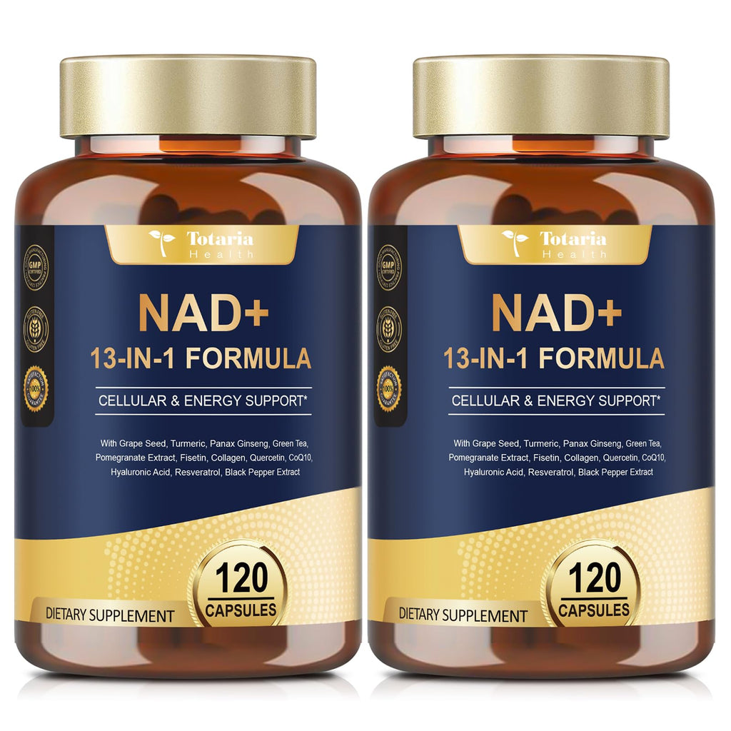 Totaria (2 Packs) NAD Supplement for Women Men with nicotinamide riboside resveratrol,Quercetin, Betaine Boost NAD+ Levels NAD Plus Supplement for Anti Aging, Energy, Immune, Focus 120 Capsules Totaria Au supplements