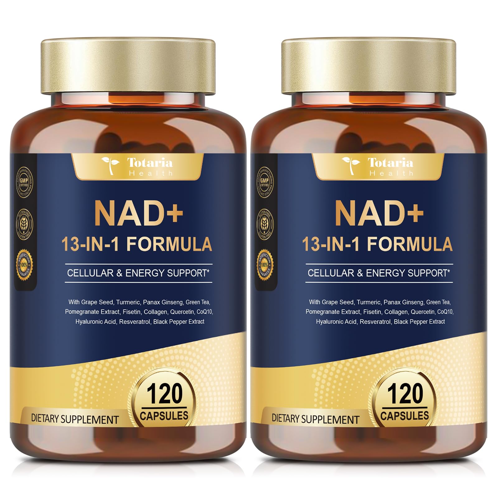 Totaria (2 Packs) NAD Supplement for Women Men with nicotinamide riboside resveratrol,Quercetin, Betaine Boost NAD+ Levels NAD Plus Supplement for Anti Aging, Energy, Immune, Focus 120 Capsules Totaria Au supplements